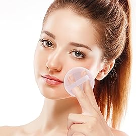 Sibba 12 Pcs Loose Powder Puff Pink Cotton Pads Face Body Makeup Velour with Ribbon Applicators Setting Round Make Up Eyeshadow Concealer Cosmetics Sponge