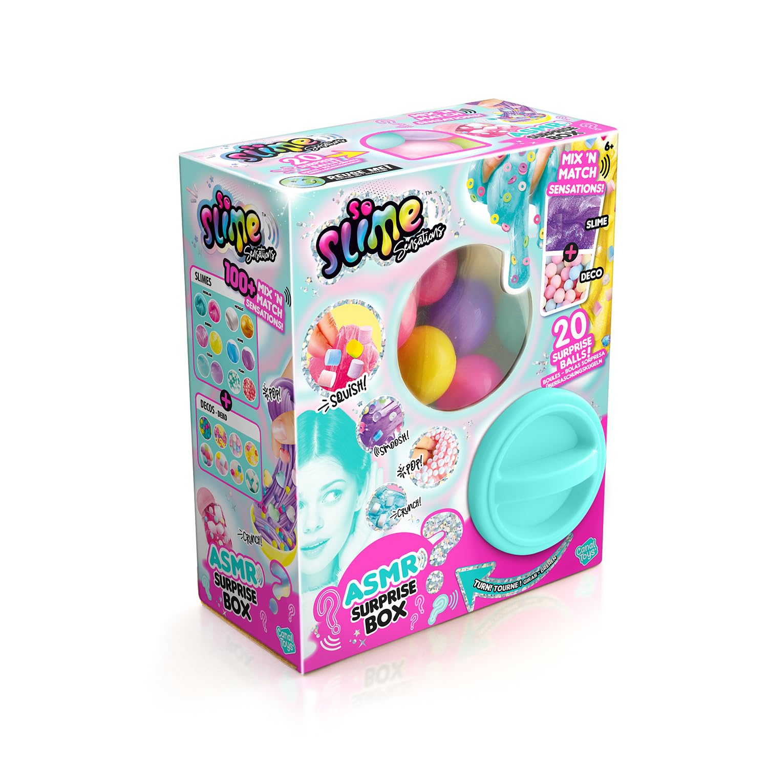 So Slime ASMR Surprise Box – 20 Slime Dispenser Balls with Compounds & Decorations – Vending Machine Unboxing Experience – Sensory Mix & Match Toy Ages 6+