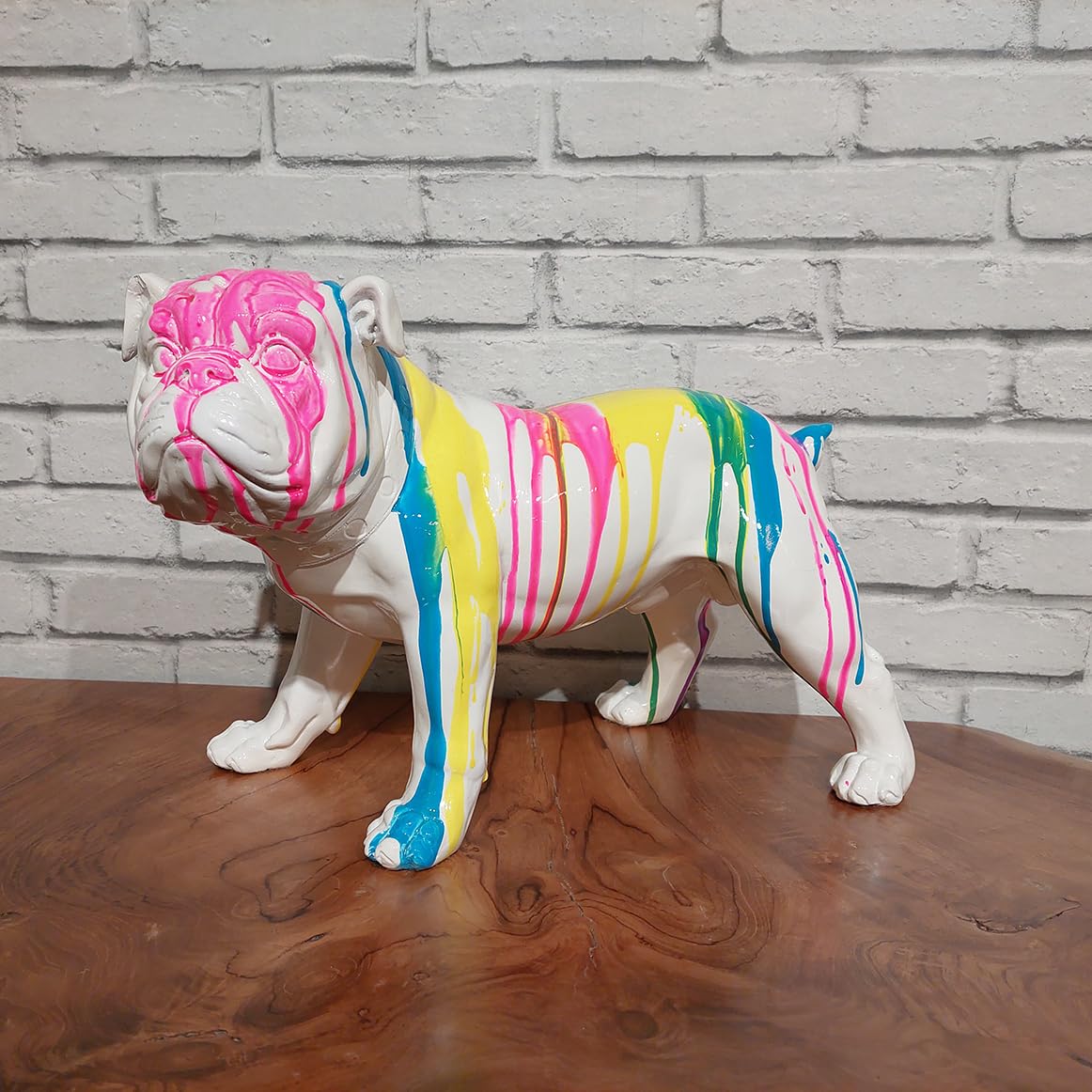 Statue Meubletmoi Statue chien chihuahua coulures argenté et doré H.30