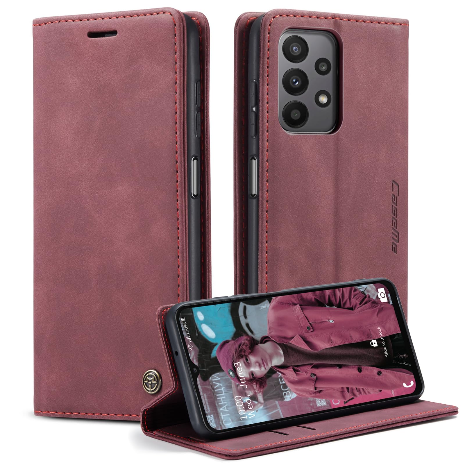 Monweicz Handyhülle Premium Lederhülle Klappbar Flip Case Tasche Magnet Kartenfach Standfunktion Klapphülle Schutzhülle