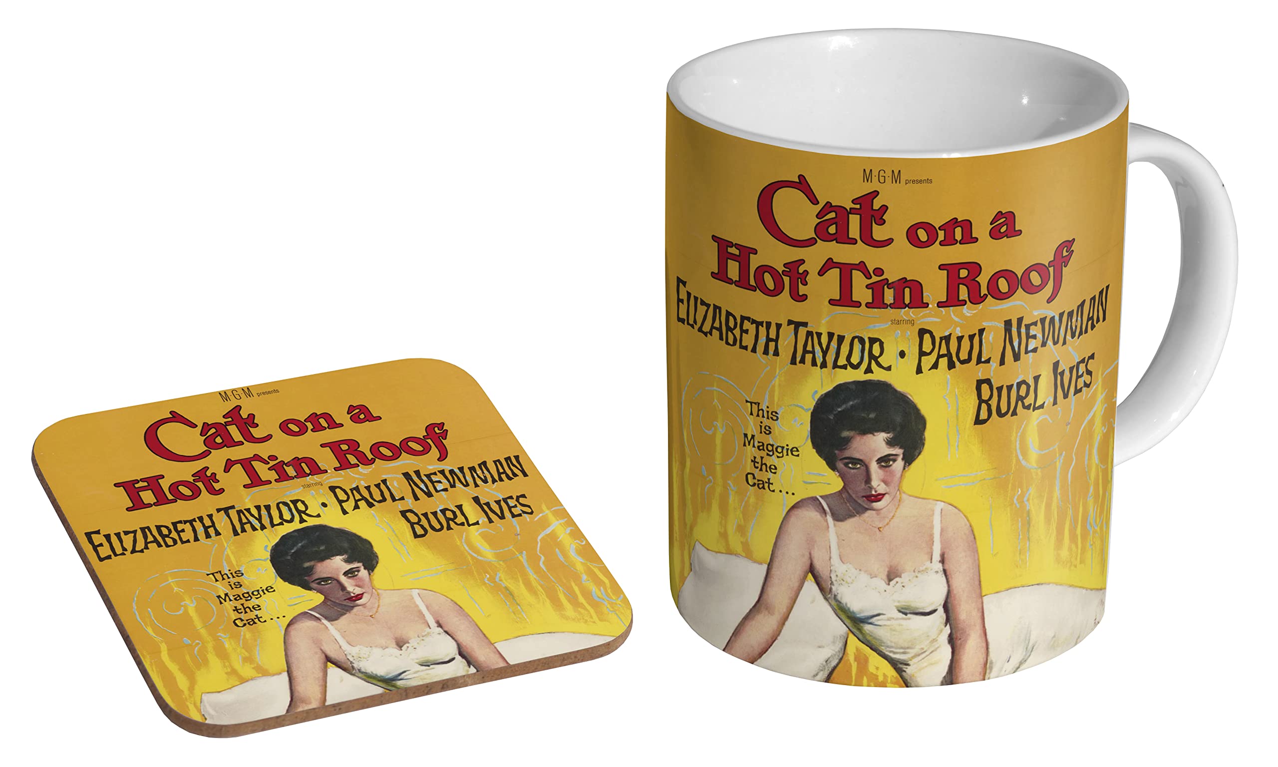 stopper Cat on a Hot Tin Roof 1958 - Ceramic Coffee Mug + Coaster Gift Set