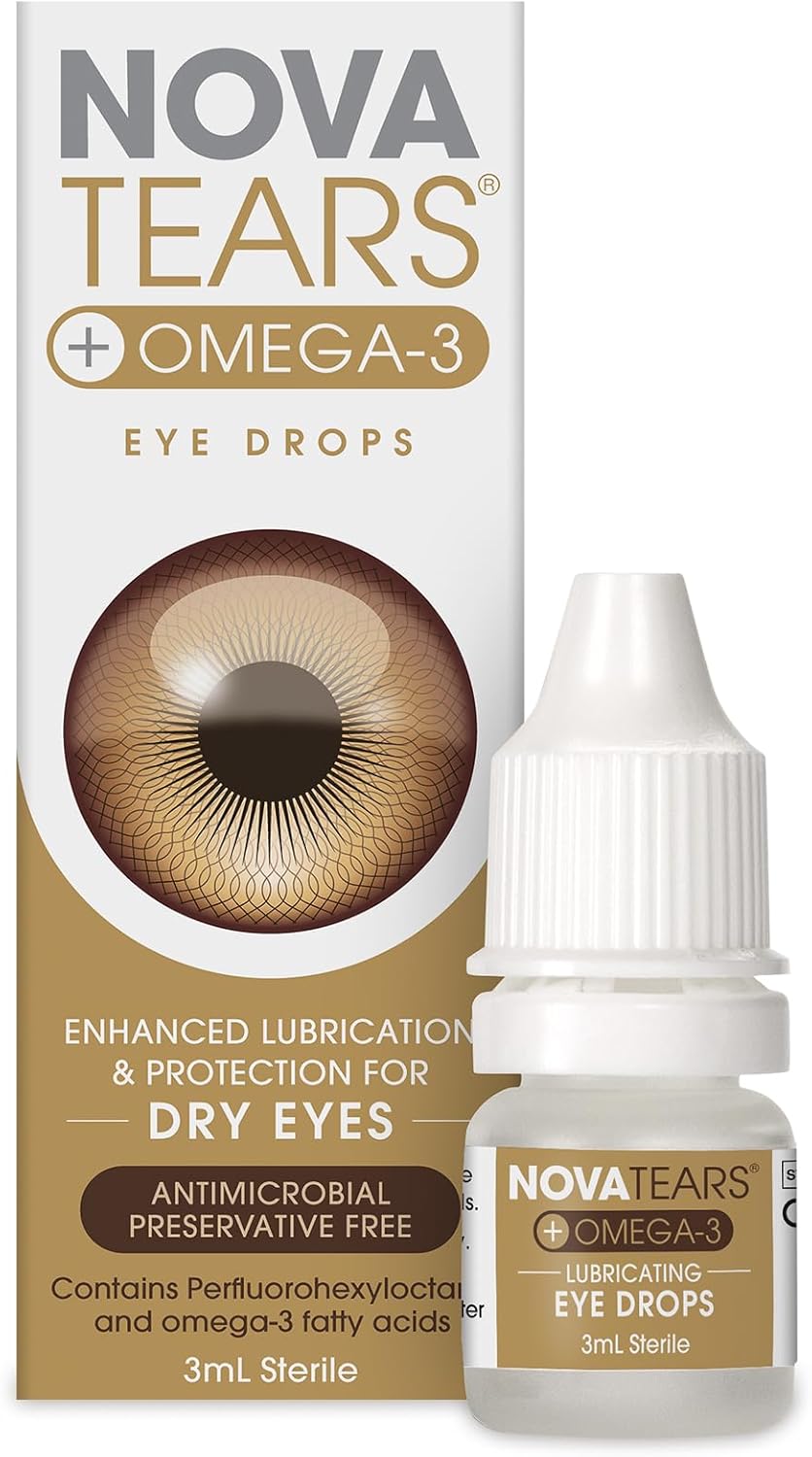 NovaTears With Omega 3 Lubricating Eye Drops To Relieve Dry Eye. Non