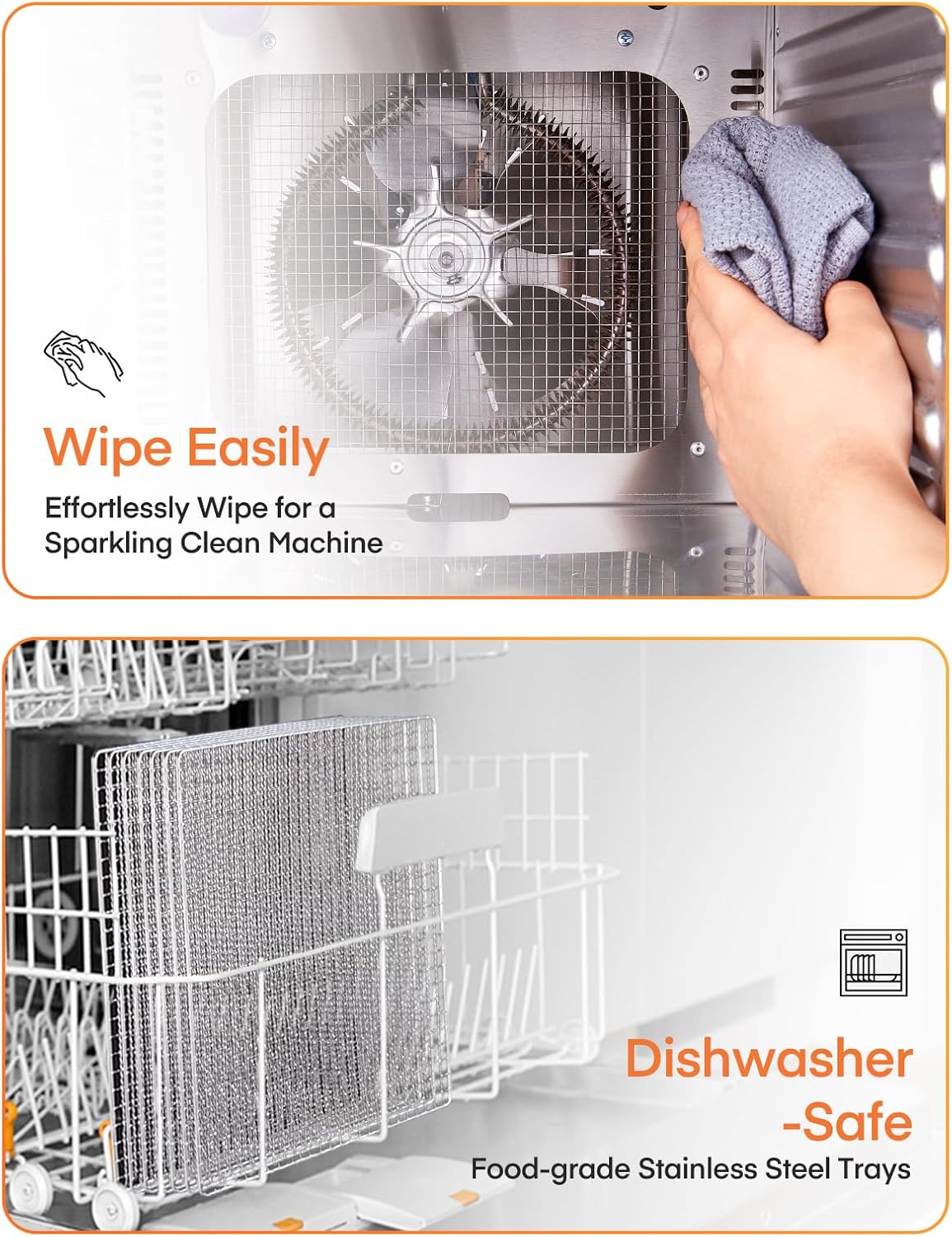 FOHERE Dehydrator trays being cleaned in a dishwasher