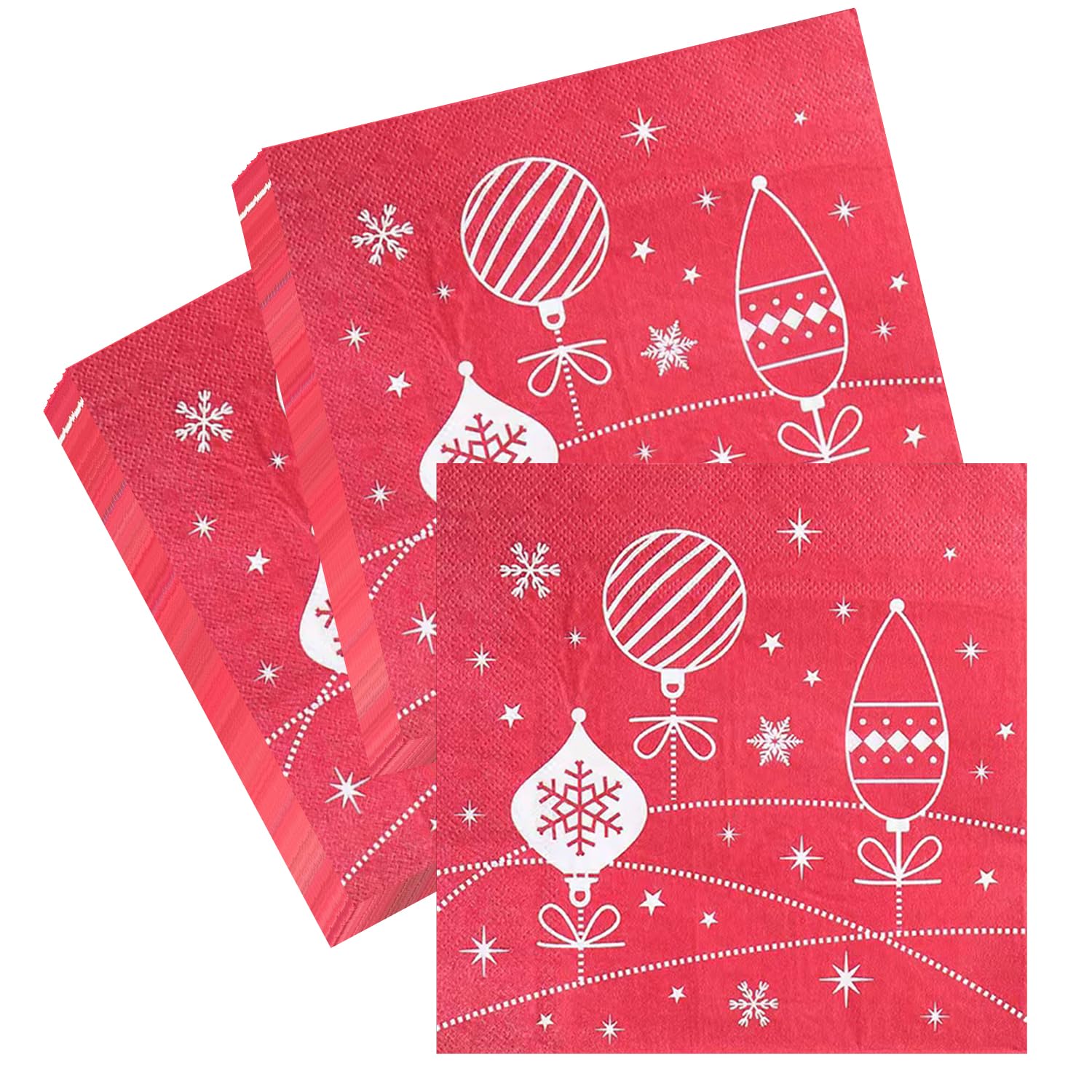 WedDecor Weihnachtsservietten – Rot, 2-lagig, 33x33 Cm, 100 Stück, Ideal Für Festliche Tischdeko