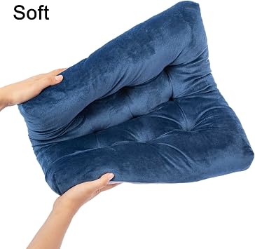 Rocking Chair Cushion, Non Slip Durable Tufted Pads, FadeShield Set of Seat and Back Cushions with Ties for Indoor Outdoor Rocker (Blue, Flannel 1)