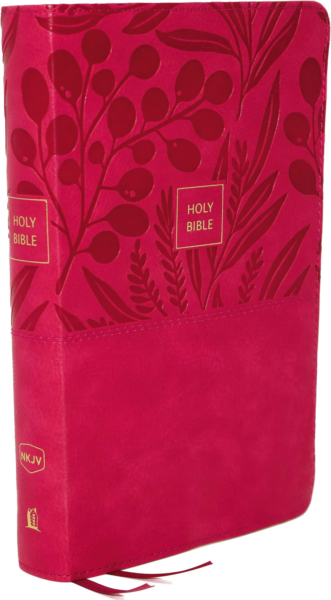 NKJV, End-of-Verse Reference Bible, Personal Size Large Print, Leathersoft, Pink, Red Letter, Comfort Print