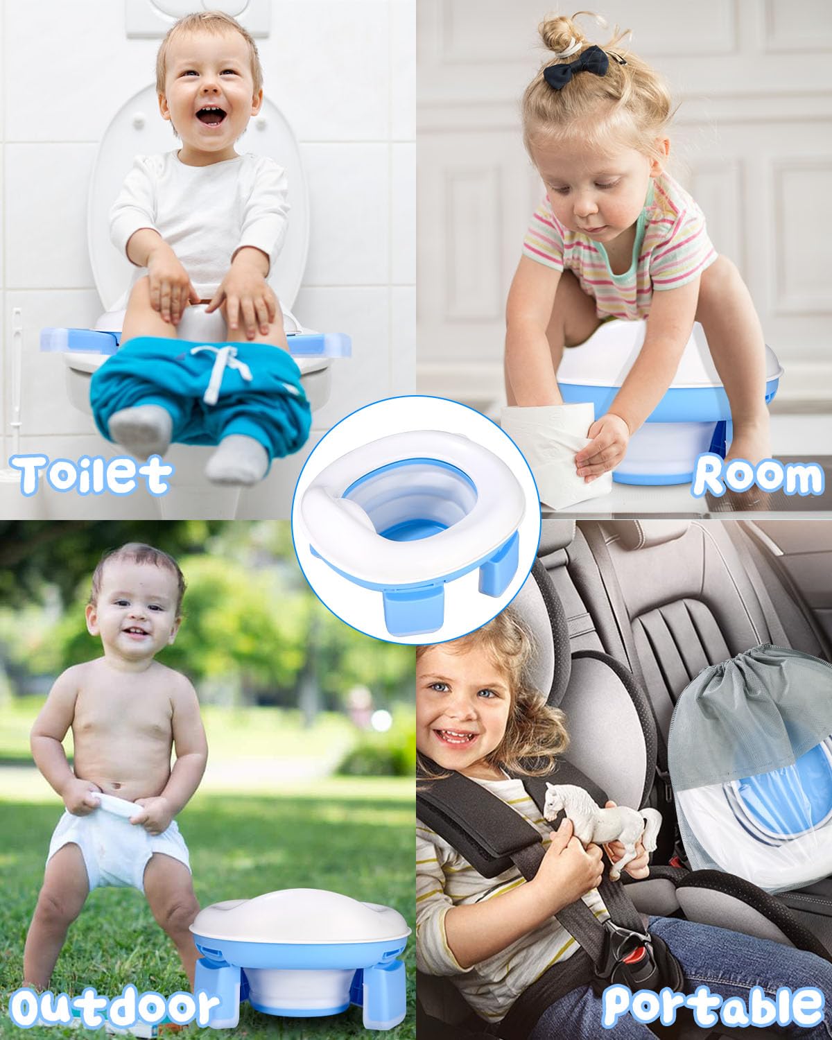 Pisuar Portatil Dzieci Składany 3 w 1,składana deska sedesowa Baby Potty, siedzisko treningowe,składana toaleta dla dzieci,do użytku wewnątrz i na podróż,z jednorazowymi wkładkami nocnikowymi