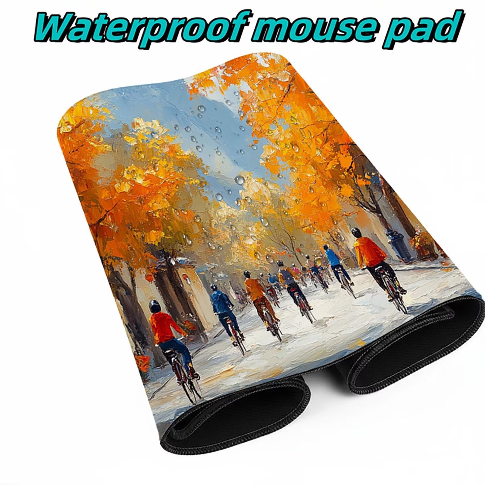 Podkładka pod mysz, rowerowa, krajobraz, podkładka pod mysz XXL, 50 x 100 x 0,3 cm, szyte krawędzie, dokładność, szybkość, podkładka na biurko, do biura, akcesoria gamingowe, prezent dla mężczyzn DBYH