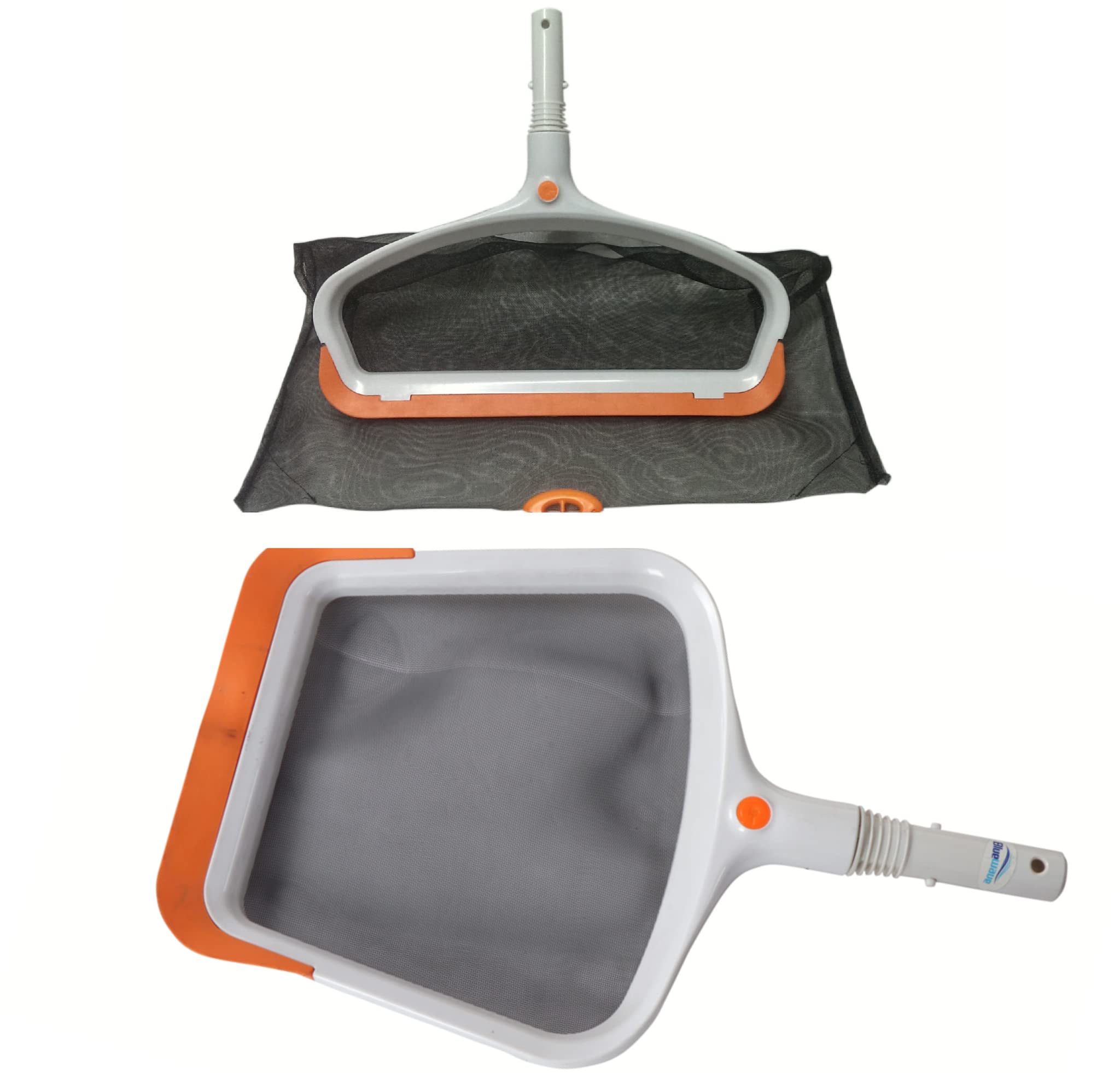 BlueWave Deep Leaf Net with PP Fine Mash Net & Plastic Leaf Rake Mesh Net Skimmer Clean Swimming Pool Tool Leaf Skimmer Net (Orange & White)-image-33