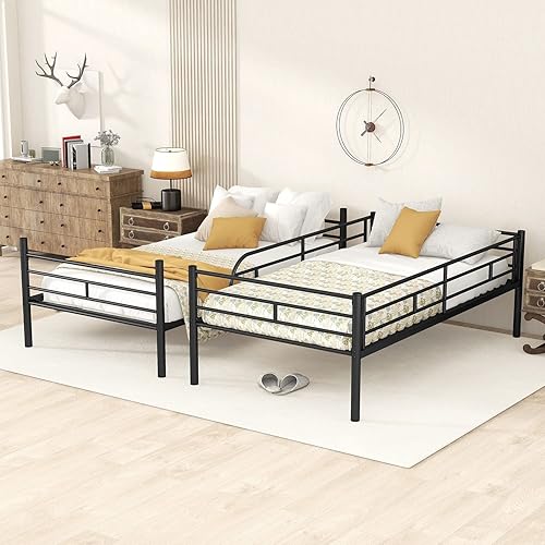 Miniatura 4 de Harper  Bright Designs Litera de metal de tamaño individual sobre individual literas de metal resistente se puede dividir en dos camas litera de