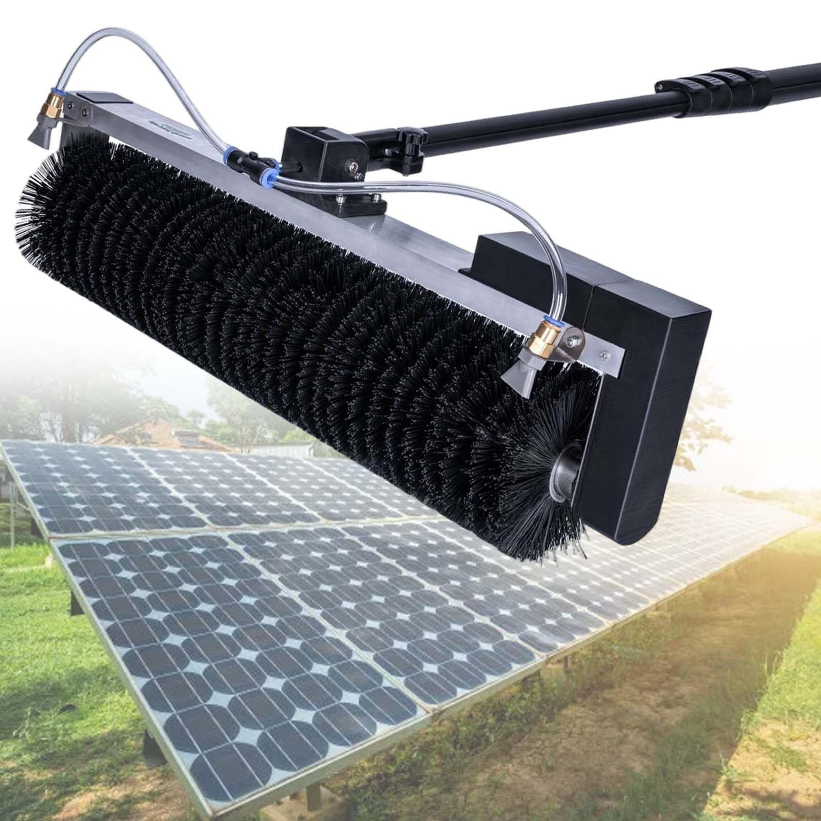 DUANHOZ Electric Water Fed Pole Cleaning Kit,W/23.6" Roller Brush Head,Solar Panel Cleaning Telescopic Rod Brush,Adjustable Aluminum Pole Lenght,Wired-7.5M/24.6Ft,Dualuse,7.5m/24