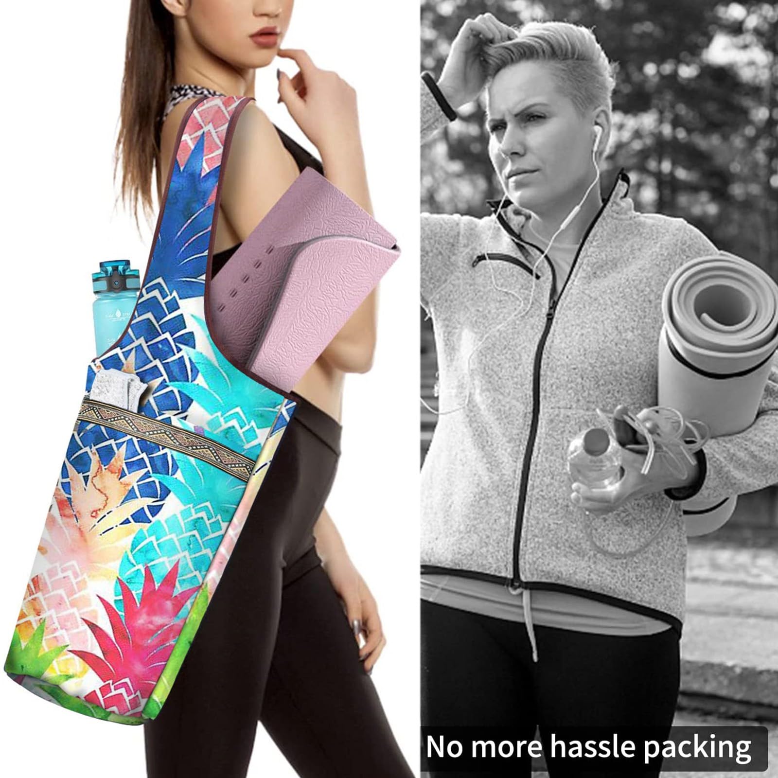Sac à Bandoulière Pour Tapis De Yoga - Imprimé Décoratif, Grande Capacité, Polyvalent - 6