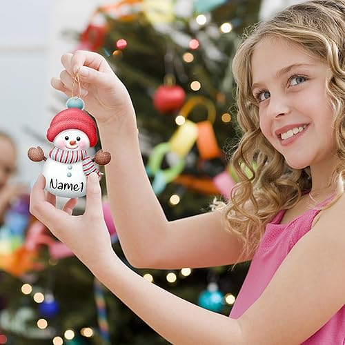 Miniatura 5 de Adornos de Navidad personalizados 2023, 7 piezas, adornos de muñecos de nieve de Navidad con nombres, decoraciones colgantes para árbol de Navidad,