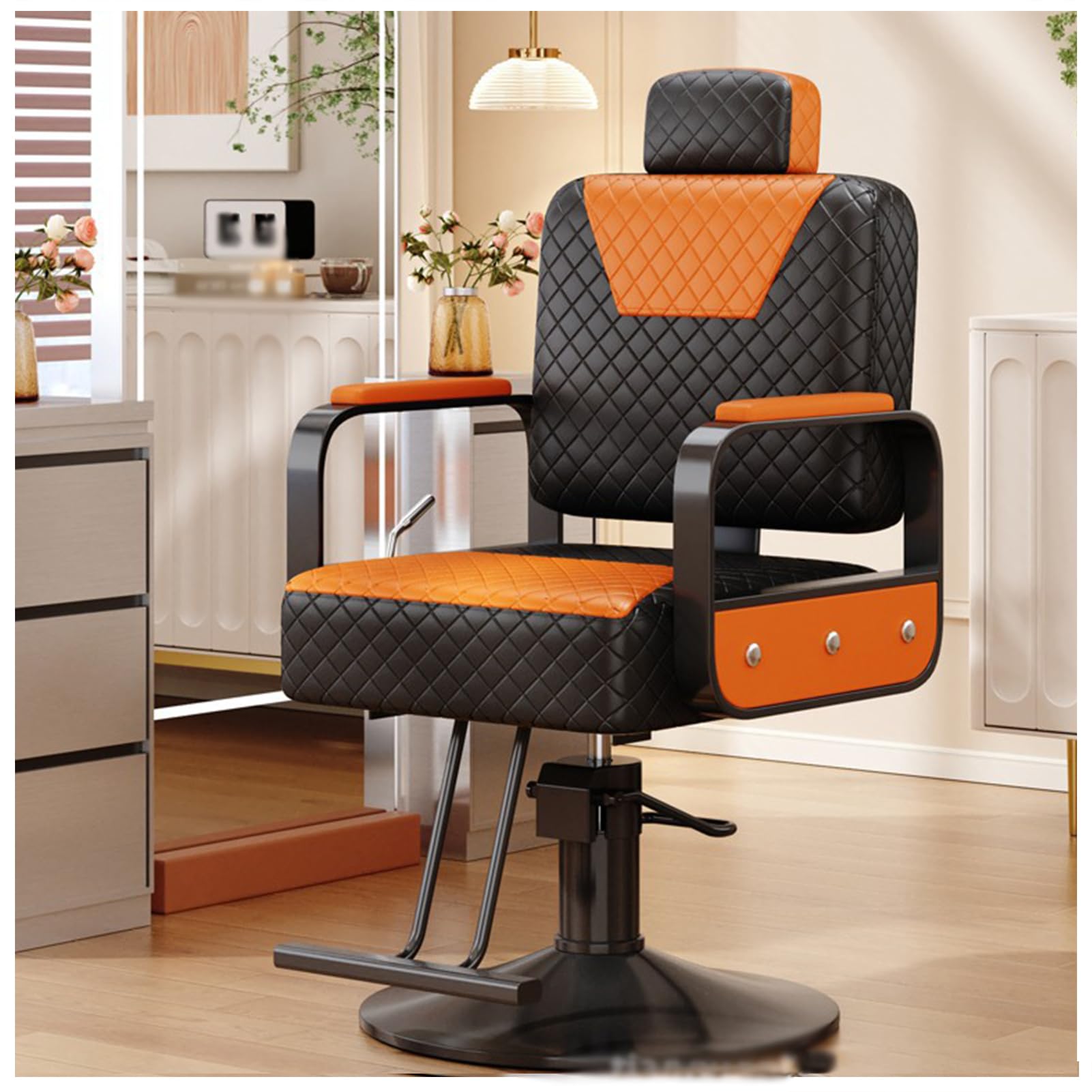 OZBMA Salon Barber Chair, Professional Classic Hydraulic Reclining Hairdressing 360° Swivel Shaving Haircut Styling Chairs for Beauty Spa, Tattoo Shop,Black,B (Black D)