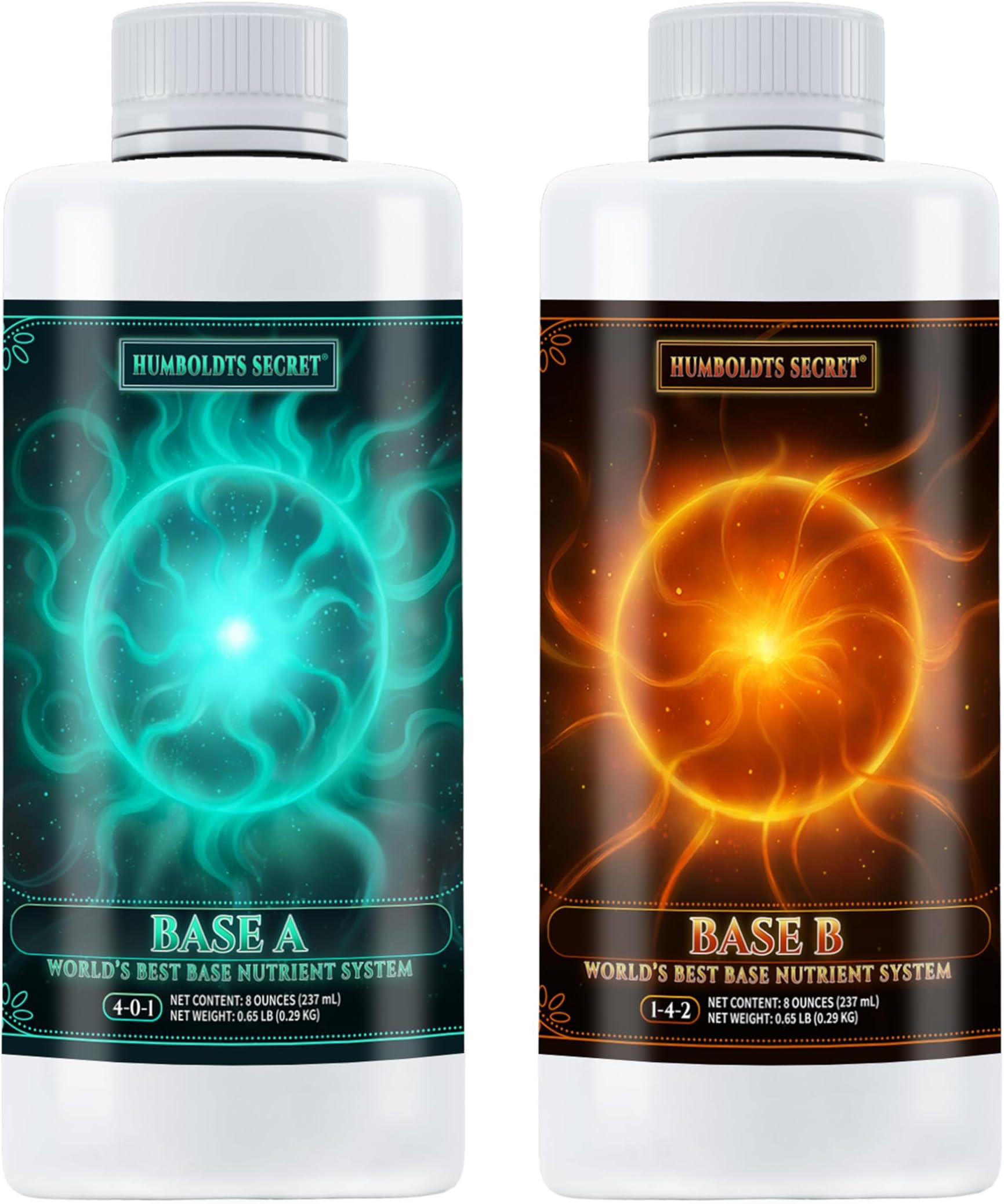 Humboldts Secret Base A & B Liquid Hydroponic Fertilizer | Complete Hydroponic Nutrients for Indoor and Outdoor Plants | Supports Healthy Vegetative Growth and Flowering Stage | 8 Ounce Set