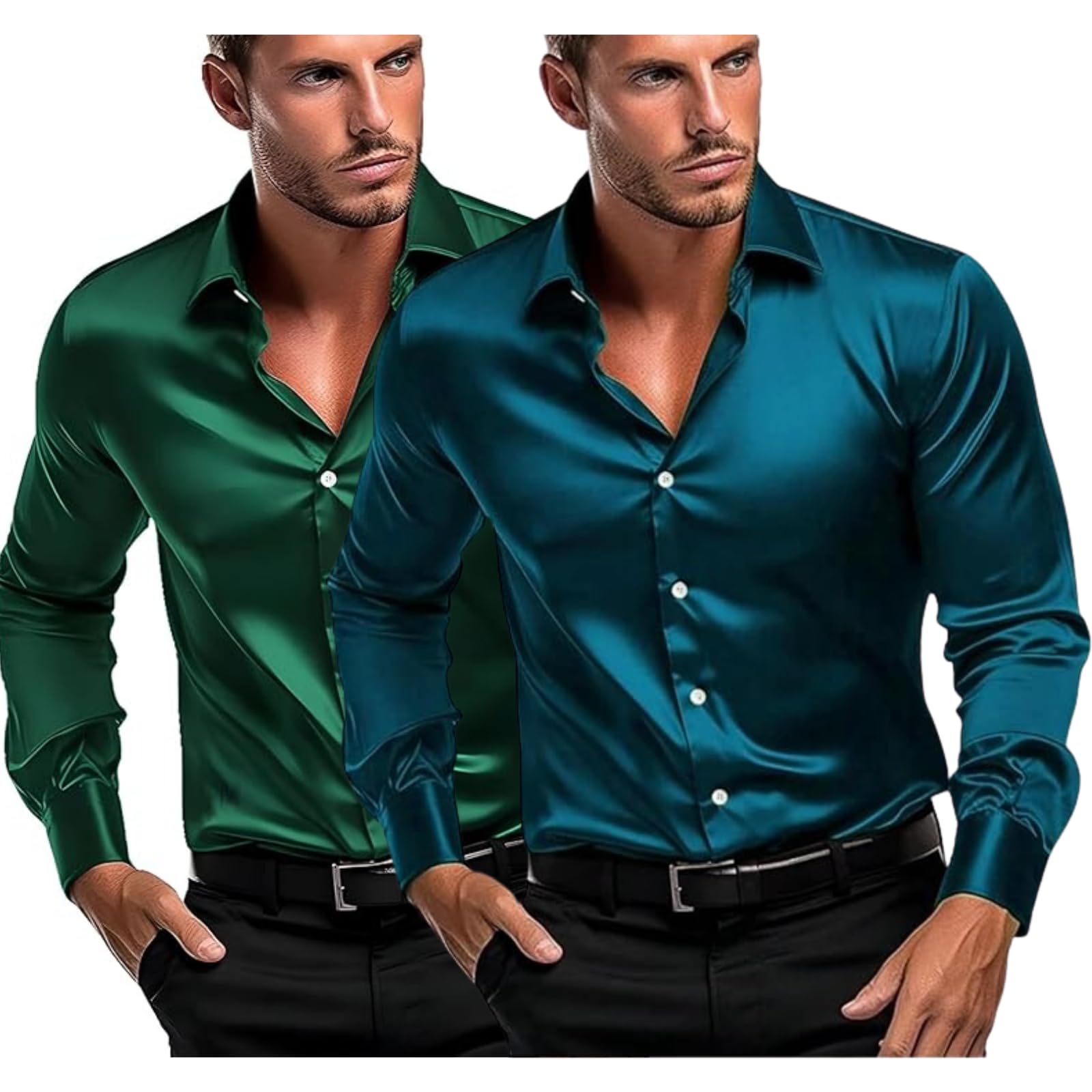 funky rich Men's Regular Fit Solid Pattern Satin Silk Shirt with Full Sleeves Collared Neck Standard Length and Button Down Closure Type | Mens Formal Shirts | Shirt for Man Stylish-picture-50