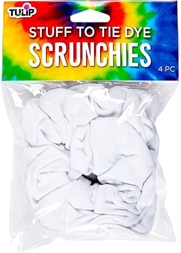 Tulip Scrunchies - Paquete de 4 accesorios de teñido anudado, 4 unidades (paquete de 1), color blanco