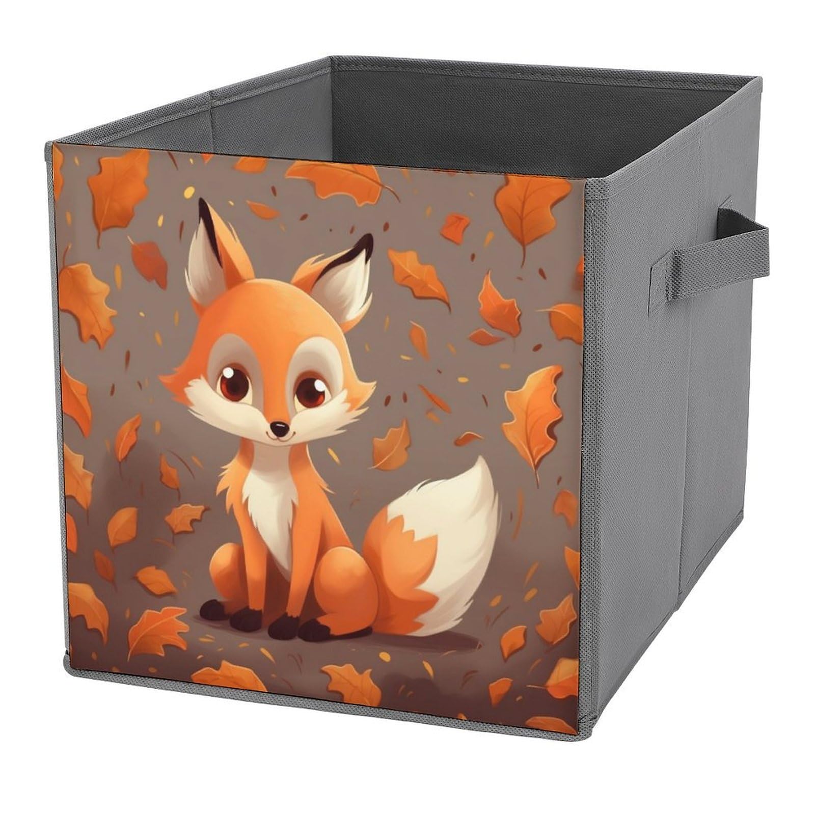 NONHAI Collapsible Storage Bins with Dual Handles Fabric Storage Basket Foldable Cubes Organizer Baskets Fall Fox Storage Boxes for Organizing Clothing Cube Storage Organizer Bins