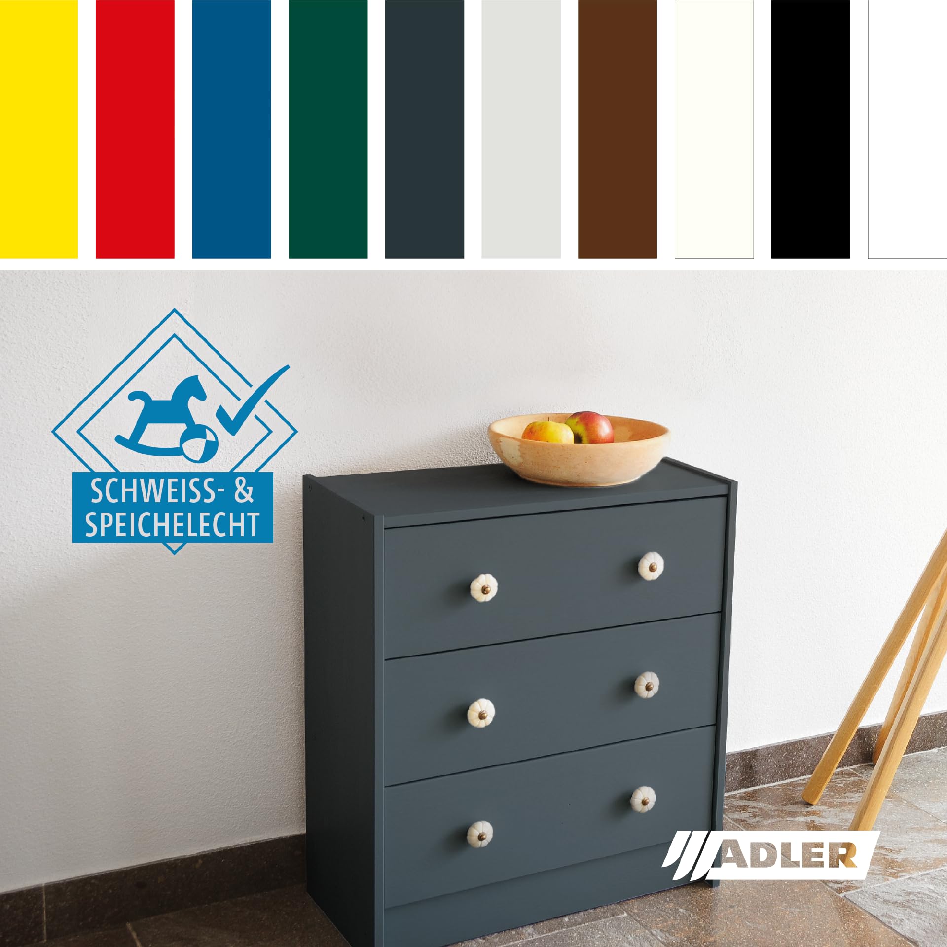ADLER 5in1-Buntlack Matt RAL7016 Anthrazitgrau, wasserbasierter Lack für Holz, Metall und Kunststoff 125 ml
