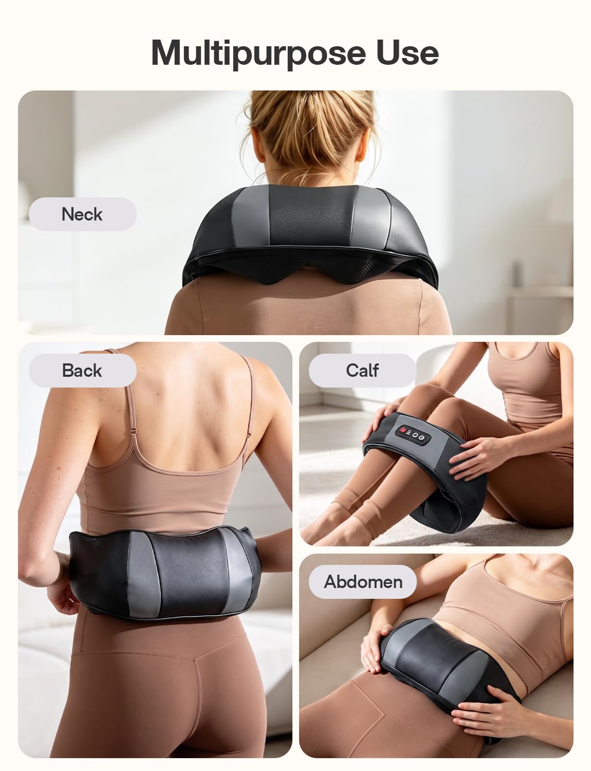 RIKE Nackenmassagegerät für Nackenschmerzen, Rückenmassagegerät mit Wärme, elektrisches Schultermassagegerät zur Schmerzlinderung mit tiefen Gewebeknoten für Zuhause, Büro, Auto, Geschenke für Mutter