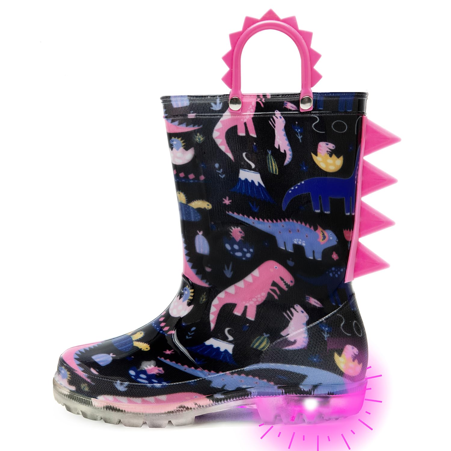Outee Toddler Kids Adorable Lightwight Waterproof Rain Boots Light Up by Steps