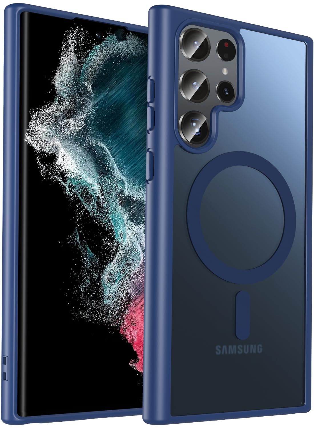 Hensinple Magnetic Case for Samsung Galaxy S22 Ultra, Compatible with Magsafe, Military-Grade Protection Phone Case Translucent Matte Cover Rugged