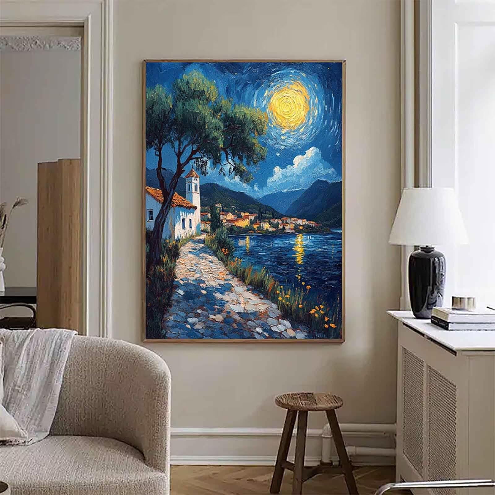 Diamentowe malowanie gwiaździste niebo, diamentowe malowanie miasto diamentowe malowanie dla dorosłych duży rozmiar 80 x 110 cm, haft diamentowy ścieg krzyżykowy kreatywne hobby dorośli do dekoracji