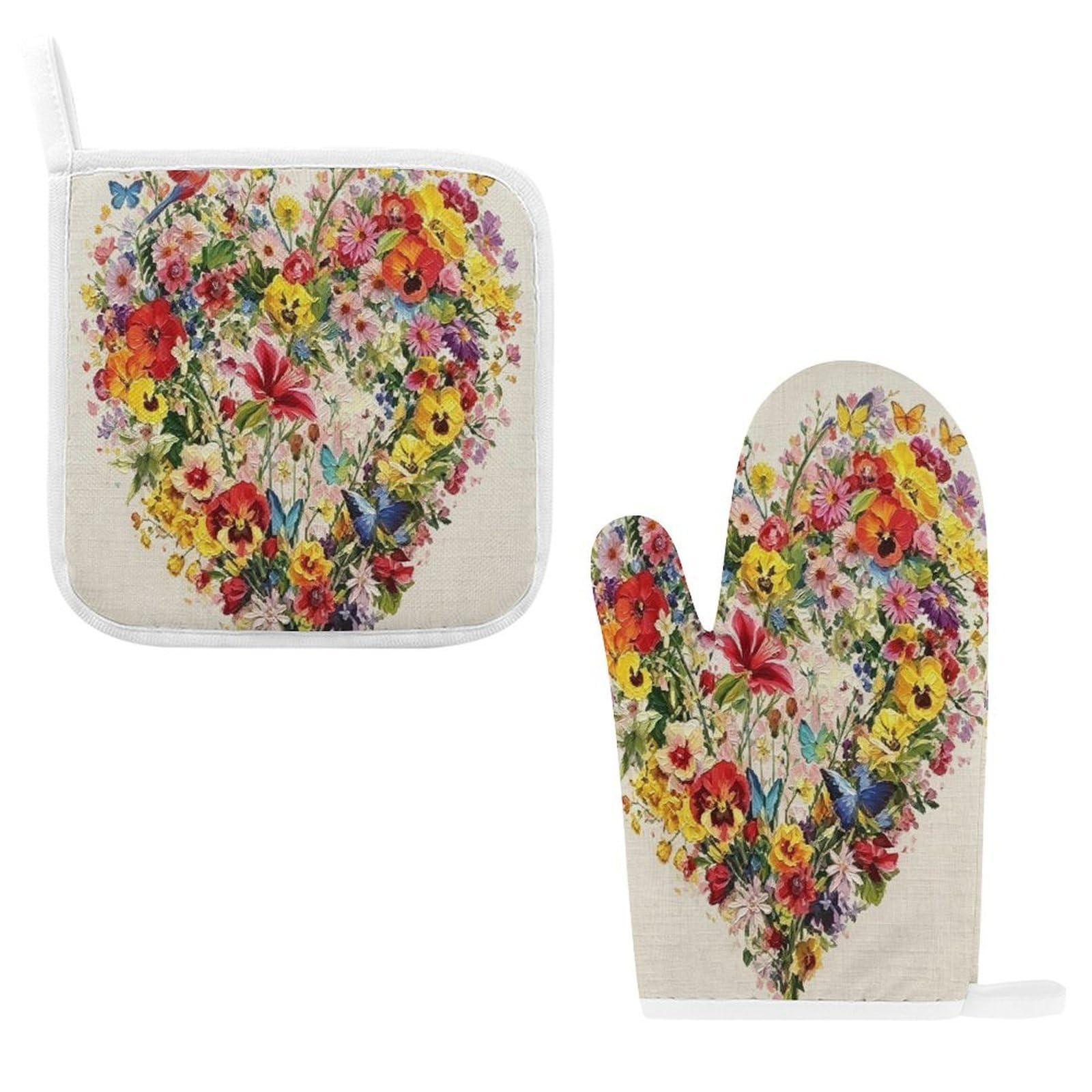 Fodpand Style Flowers Butterflies Oven Mitts And Pot Holders Sets