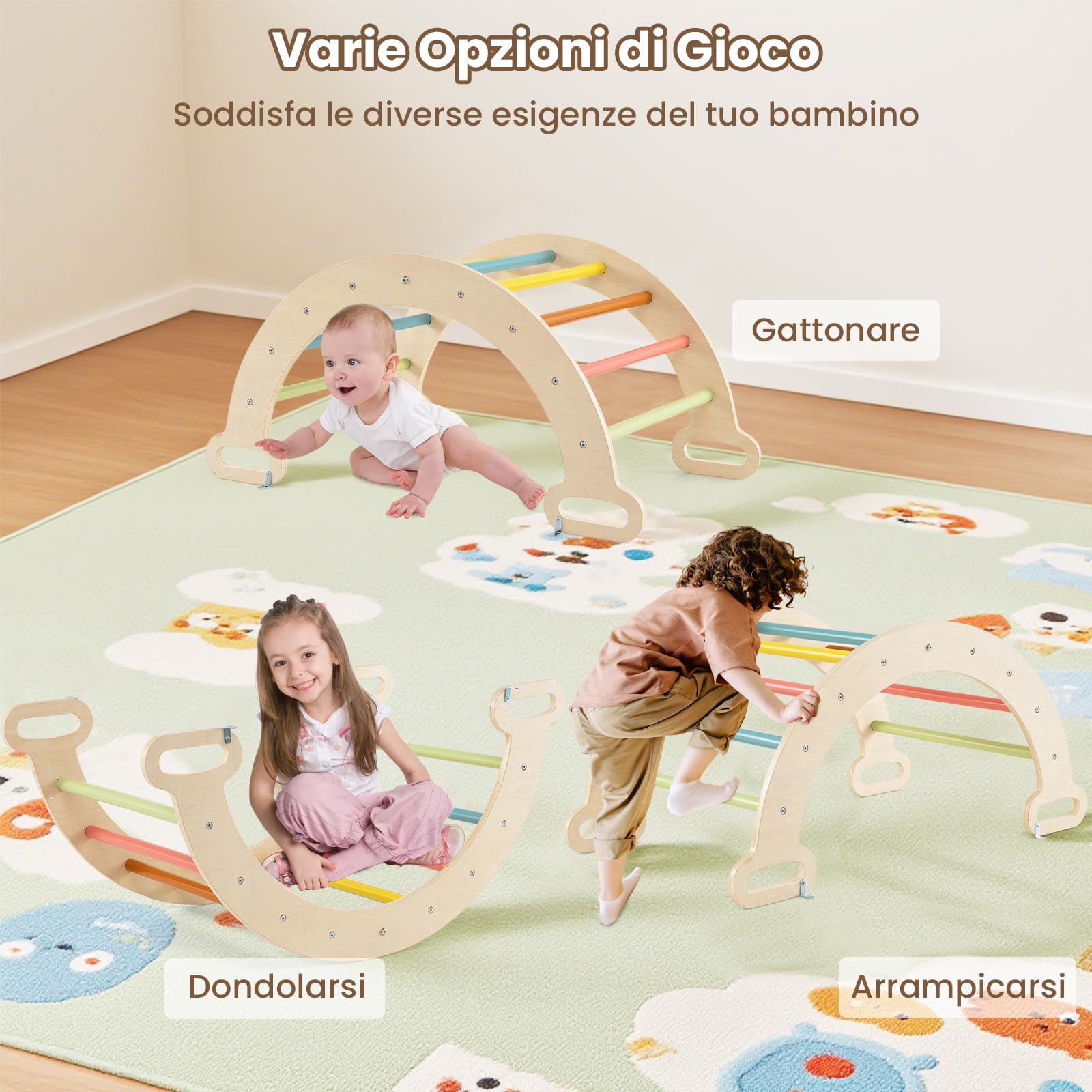 RELAX4LIFE Triangolo da Arrampicata con Scivolo per Bambini (Macaron)