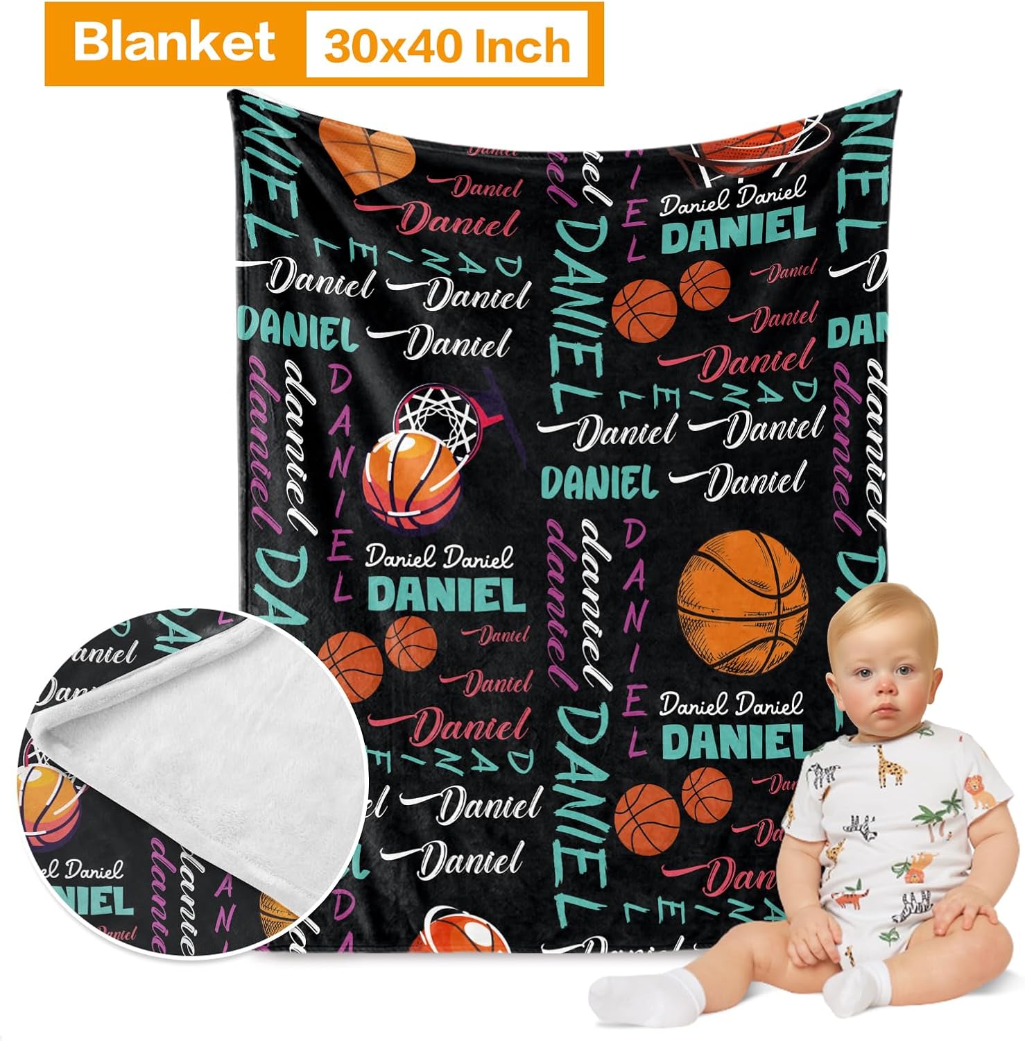 Custom Baby Crib Bedding Set - 5 Piece Nursery Crib Set Balls & Rainbow Design - Personalized Name Baby Blanket, Crib Fitted Sheet, Changing Pad Cover, Pillow Cover, Wall Art for Newborns Ball09