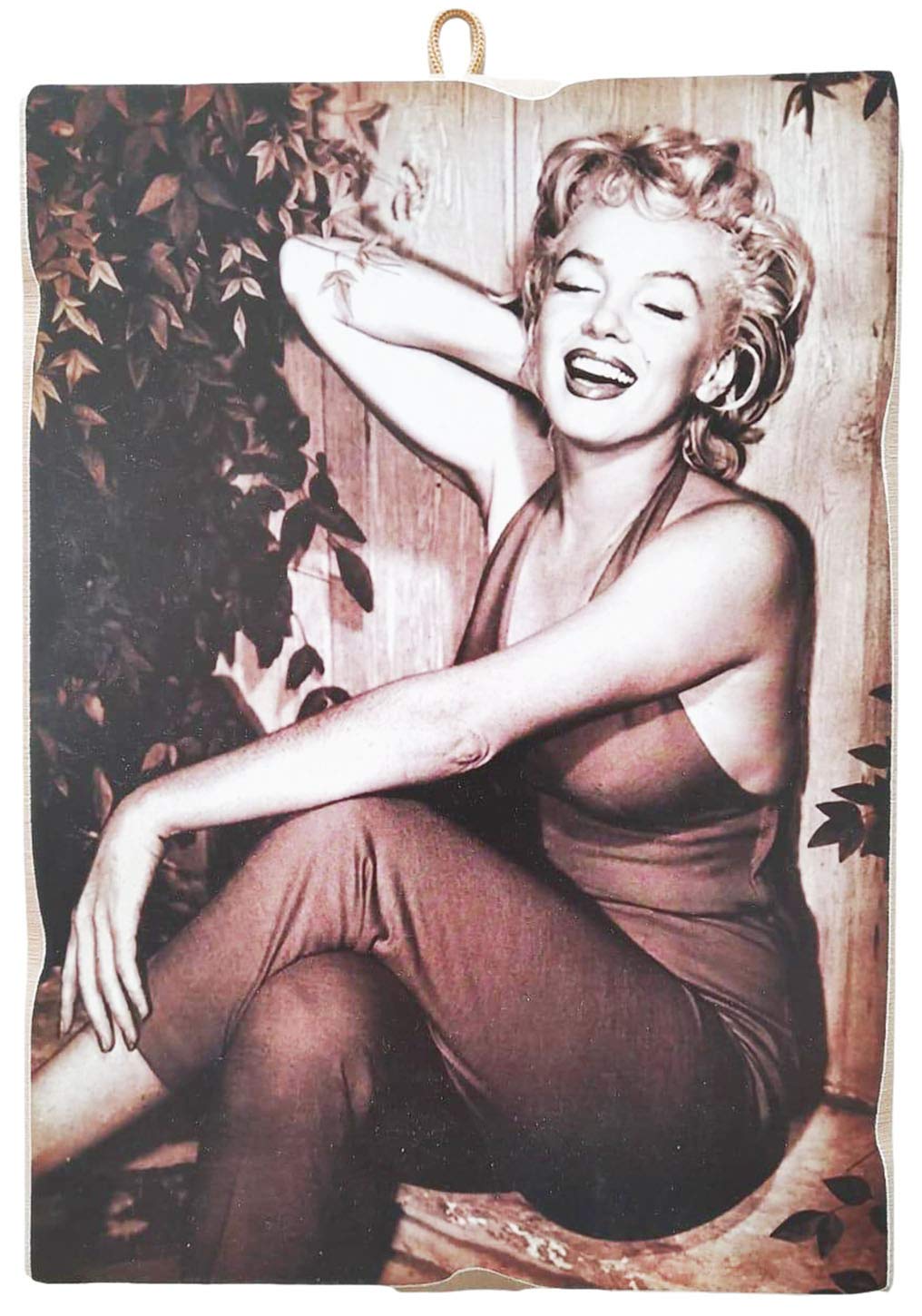 KUSTOM ART Quadretto Stile Vintage Marilyn Monroe - Stampa Su Legno 18x25 Cm - Made In Italy