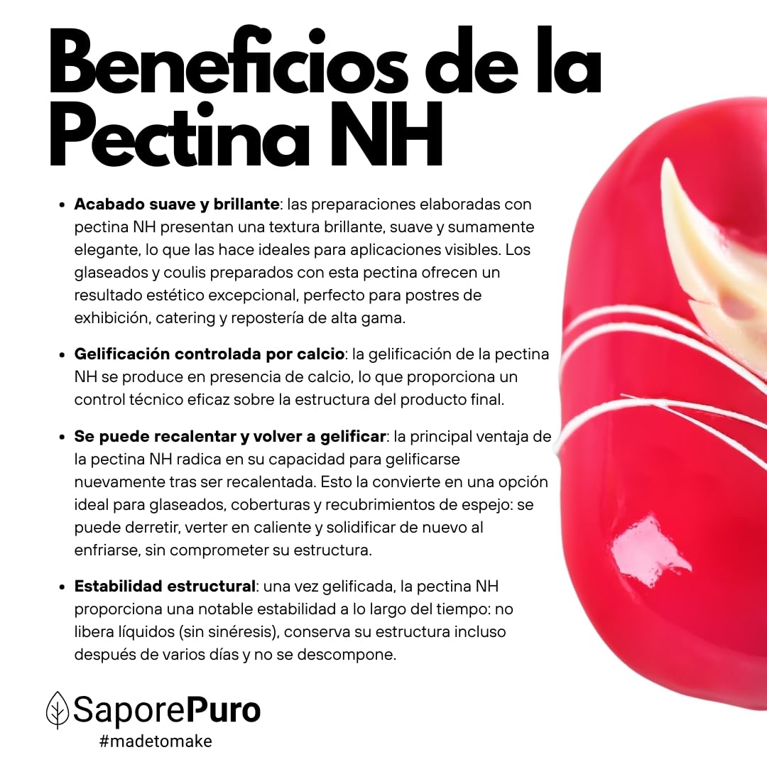 SaporePuro – Pectina NH 200 g | Ideal para Nappage, Glaseados y Gelatinas | Alta Versatilidad, Soluble en Agua, Sin Gluten