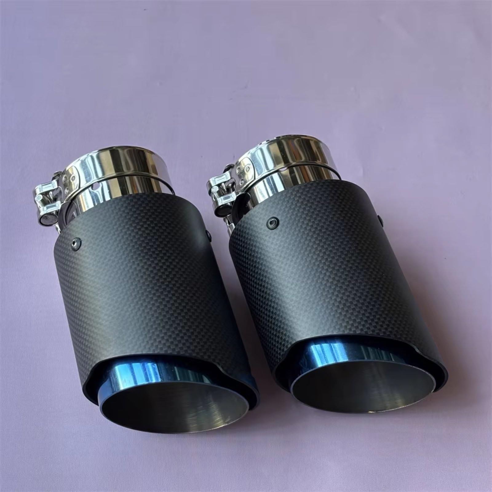 Terminales Escape Punta Escape Accesorios Automóvil Fibra Carbono Mate Inoxidable Azul Boquilla Silenciador Tubo 1 Pieza(ID 60MM-OD 76MM)