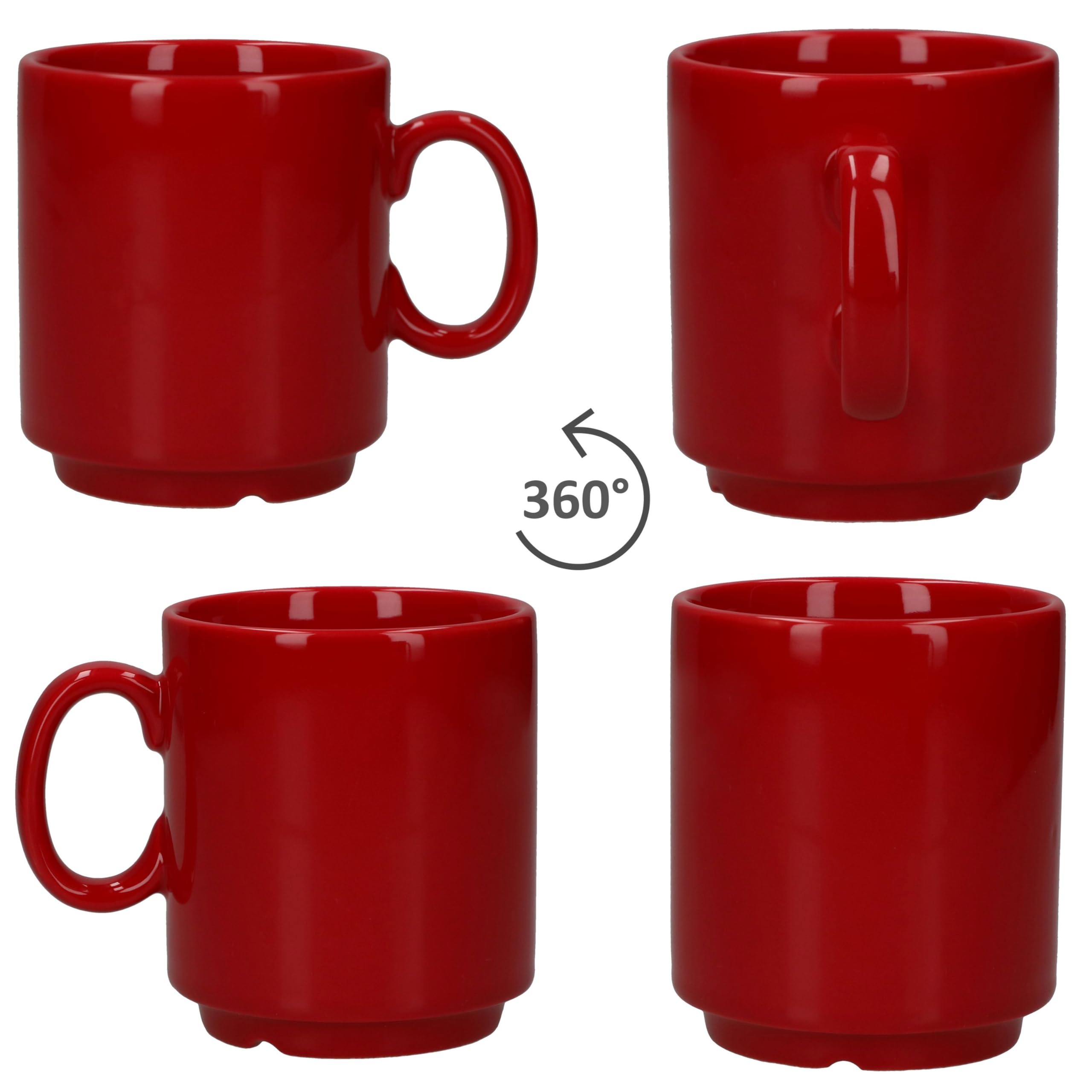 MamboCat Event 120er Set Kaffeebecher I 250 ml I rote Porzellan-Becher mit Henkel 120 Personen I stapelbare Tassen für Heißgetränke wie Tee, Kakao, Latte Macchiato&Co I schickes Kaffee-Geschirr