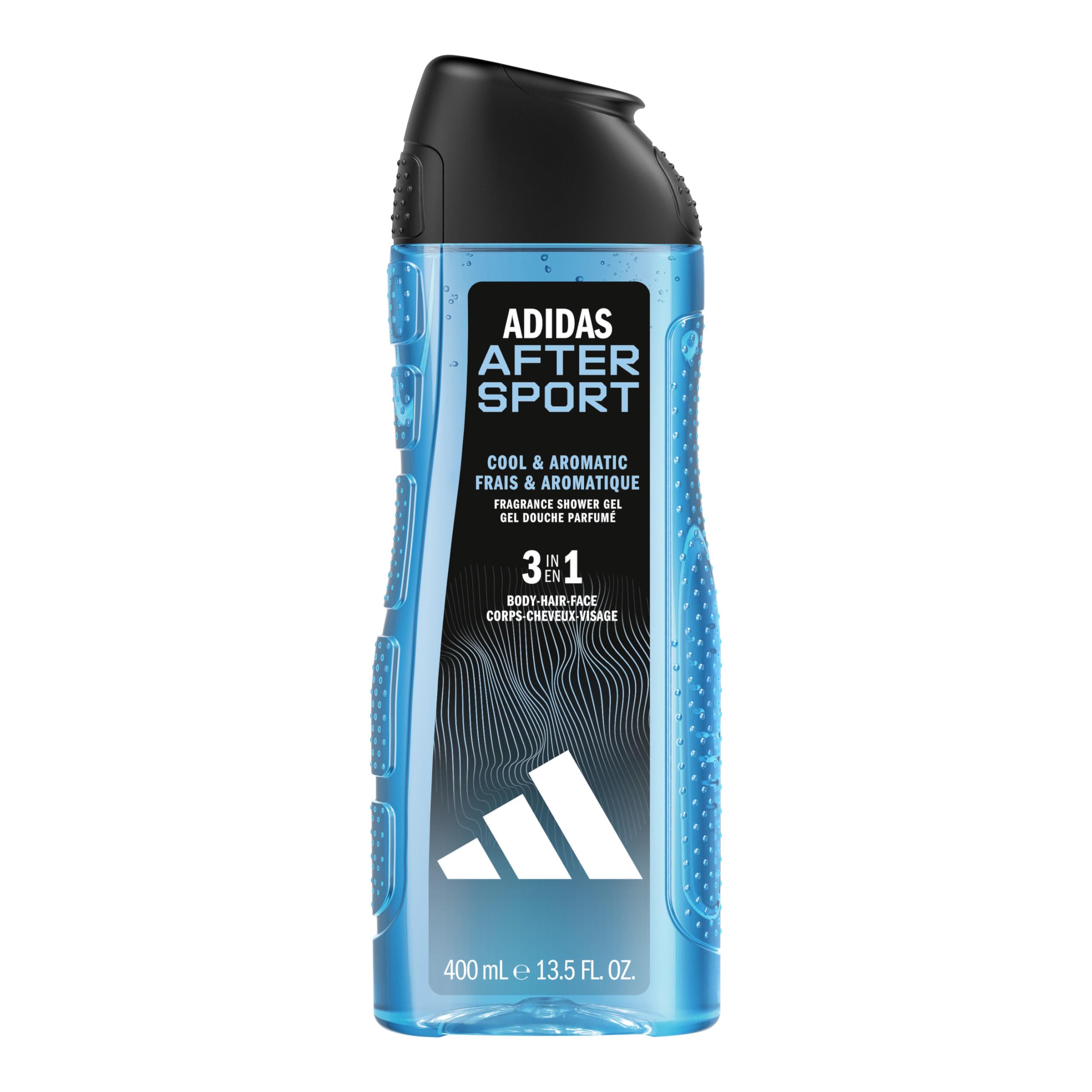 adidas, After Sport 3-in-1 Shower Gel Body Wash for Body, Hair and Face, Vegan Formula, 400 ml