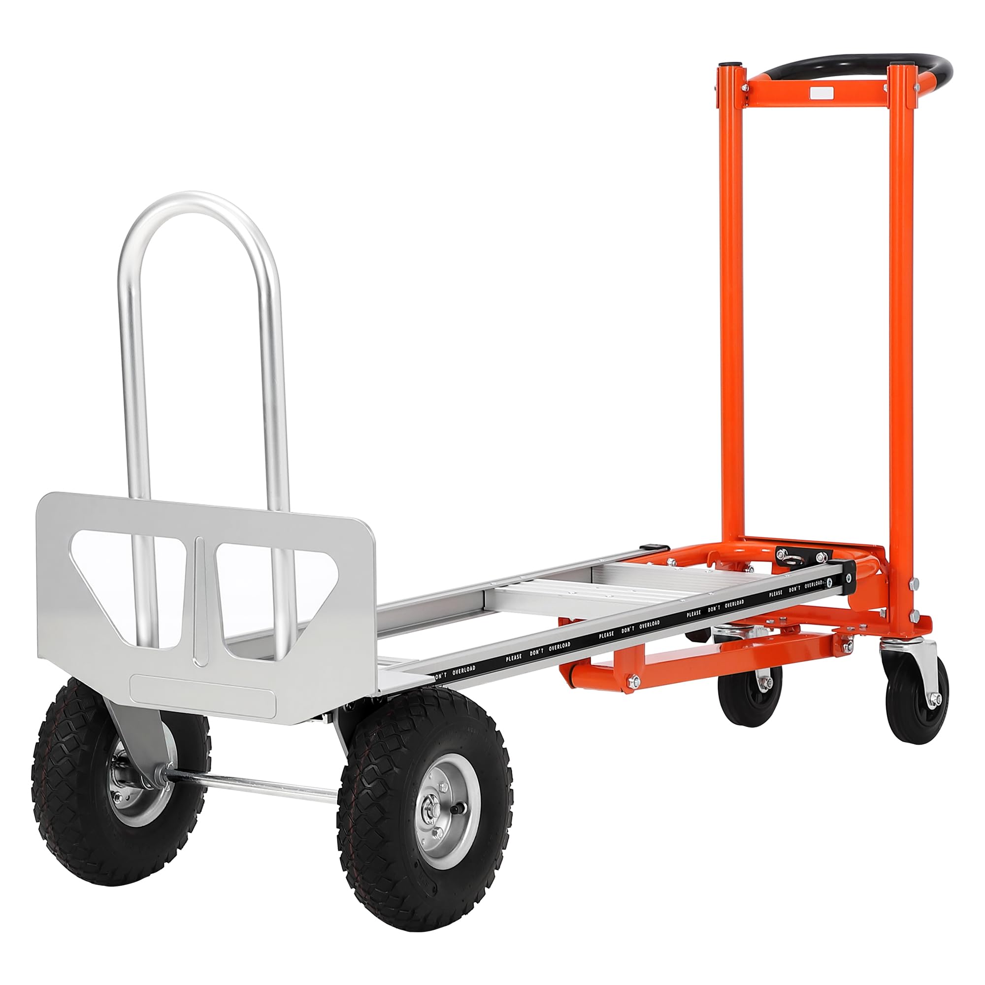 Carro de mano 3 en 1 de alto rendimiento, con capacidad de carga de 362 kg, carro de mano de aluminio con ruedas elevadoras de escaleras, carro para almacenamiento, transporte y mudanzas (rojo y plata