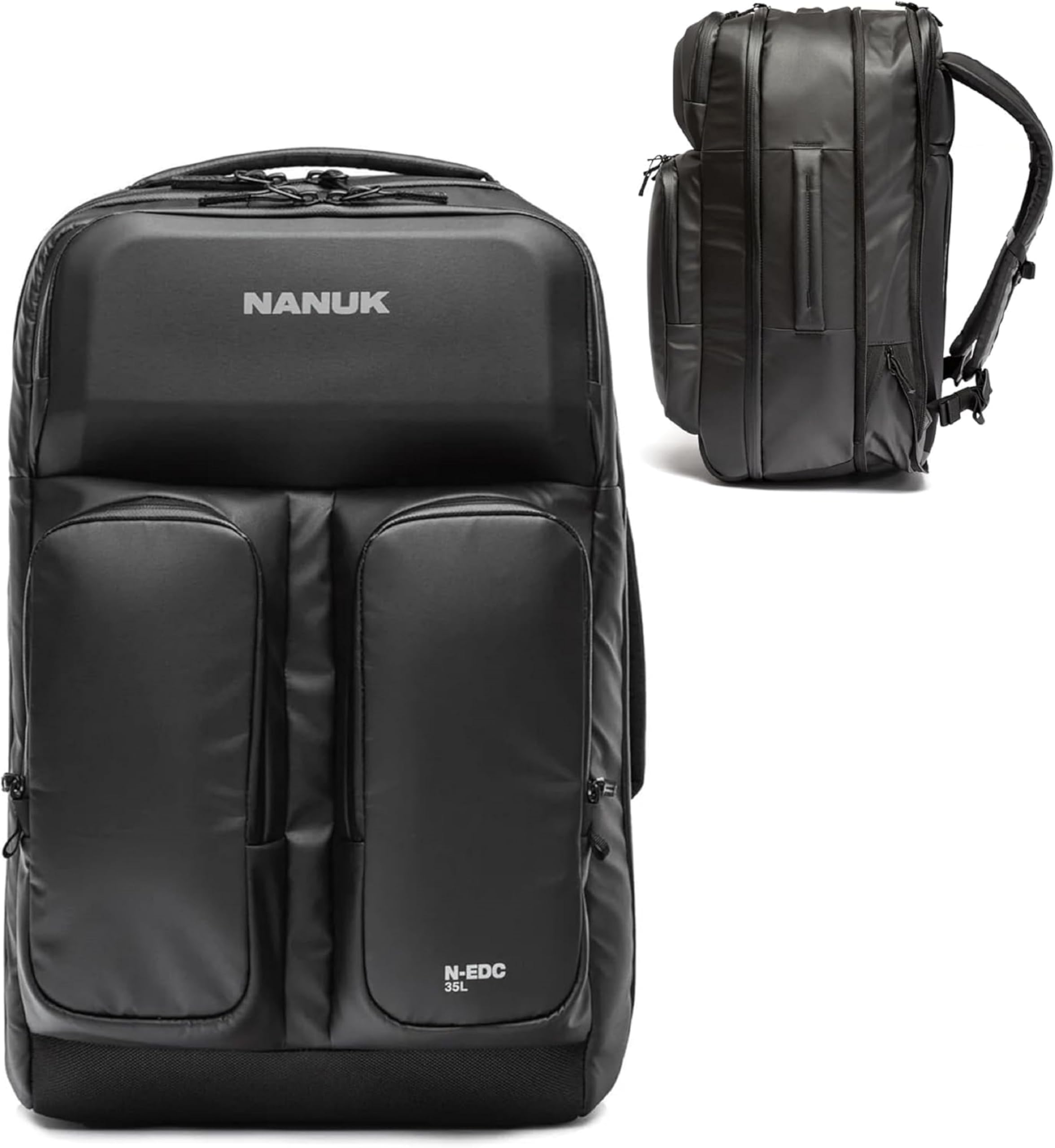 NANUK N-EDC 35L Carry-On Travel Backpack – Water-Resistant Laptop Backpack for Work Travel and Everyday Carry – Compact &amp; Expandable, TSA-Ready, Smart Organization – Black