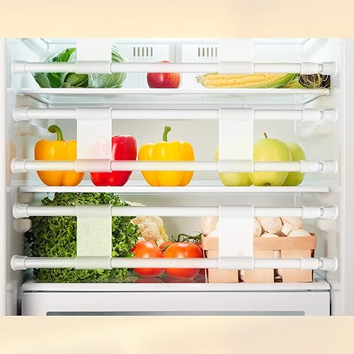 Miniatura 7 de Zubebe Barra doble para refrigerador de RV ajustable, accesorios para nevera RV, barras de tensión, barras de refrigeración para sostener alimentos