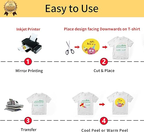 Miniatura 5 de TransOurDream Papel de transferencia para plancha para máquina de prensa de calor (20 hojas, 8.5 x 11 pulgadas, luz 6.0 PLUS) transferencias