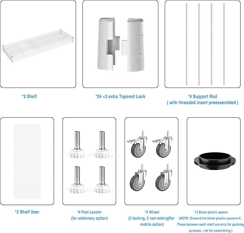 Miniatura 5 de Estantería de alambre NSF de 3 niveles, 18 x 48 x 54 pulgadas, capacidad de 3000 libras, estante de almacenamiento ajustable resistente con ruedas