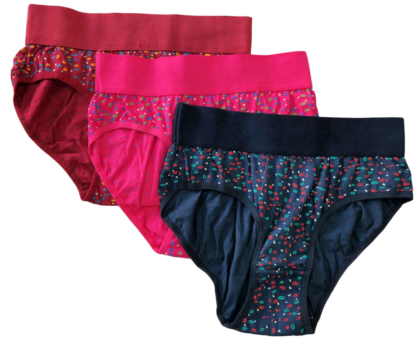 aj fashions Pack of 3 Pure Cotton All Day Comfort Underpant High-Waist Panties | Multicolour Broad Elastic Printed Tummy Control Hipster Panty for Women-picture-37