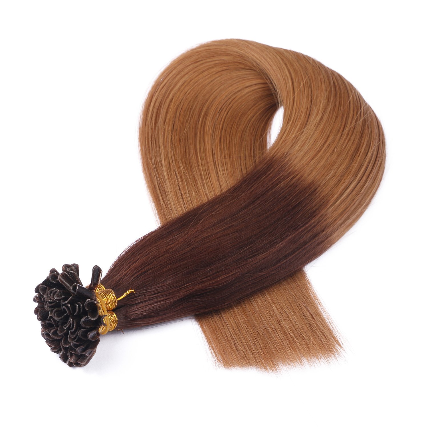 Keratin Bonding - # 6/27 OMBRE - 60cm - 100 Strähnen - 0,5g - 100% Remy Echthaar Haarverlängerung U-Tip Extensions sehr hohe Qualität by NOVON Hair Extention