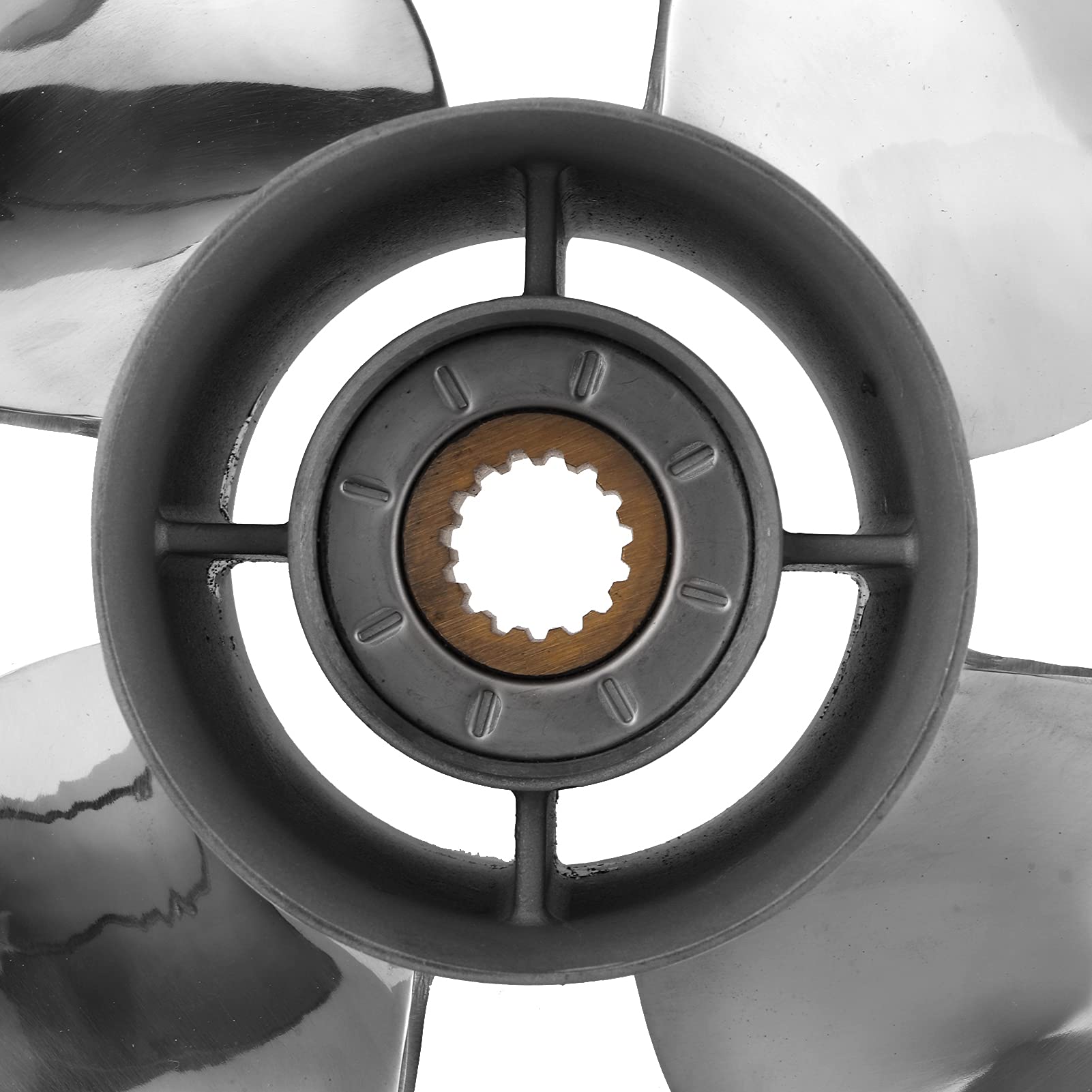 Ausla Außenbordpropeller Edelstahlpropeller 13x19 4 Blätter 15 Zahn Hochschubpropeller Ersatz für DF70A DF80A DF90 DF100 DF115 DF140