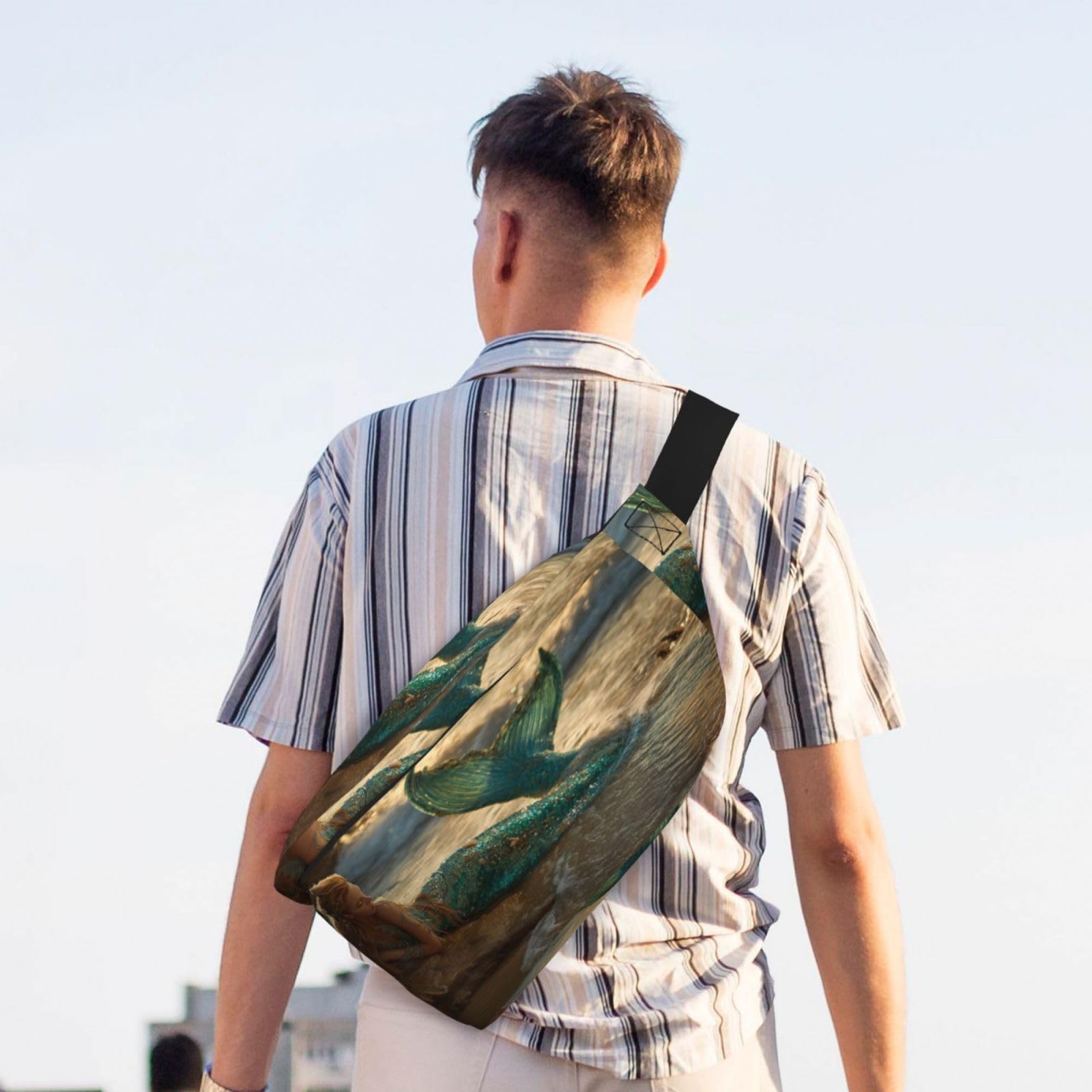 Beach Mermaid Fanny Pack For Women Man, Waist Belt Bag Crossbody For Sports Travel Hiking Running Jogging