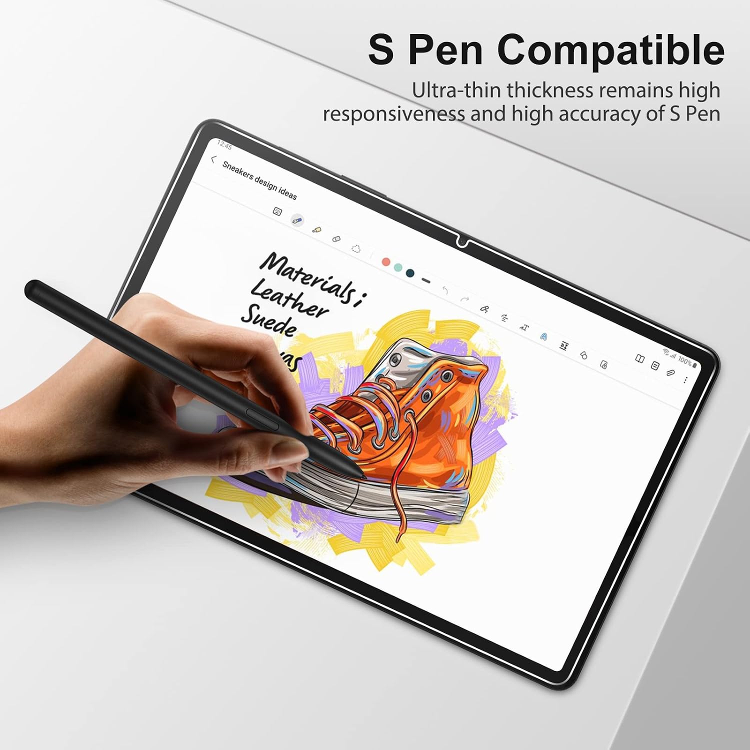 SPARIN [2 Pack] Screen Protector for Samsung Galaxy Tab S9 Plus 2023/Tab S8 Plus 2022/Tab S7 FE 5G/Tab S7 Plus (12.4 Inch), 9H Hardness Tempered Glass with S Pen Compatible