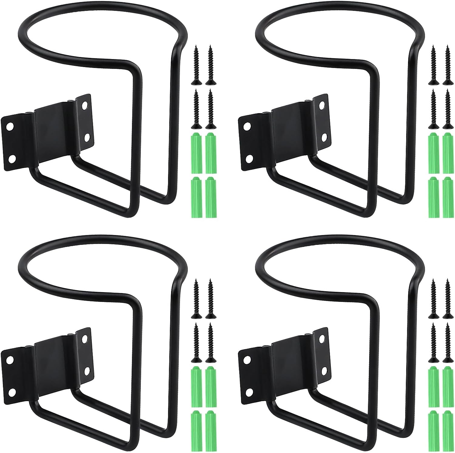 2PCS Boat Cup Holder, Stainless Steel Boat Ring Universal Drink Holders, Black Wall Mounted Cup Holder for Boat, Truck, RV, Tractor, Outdoor Wooden Swing