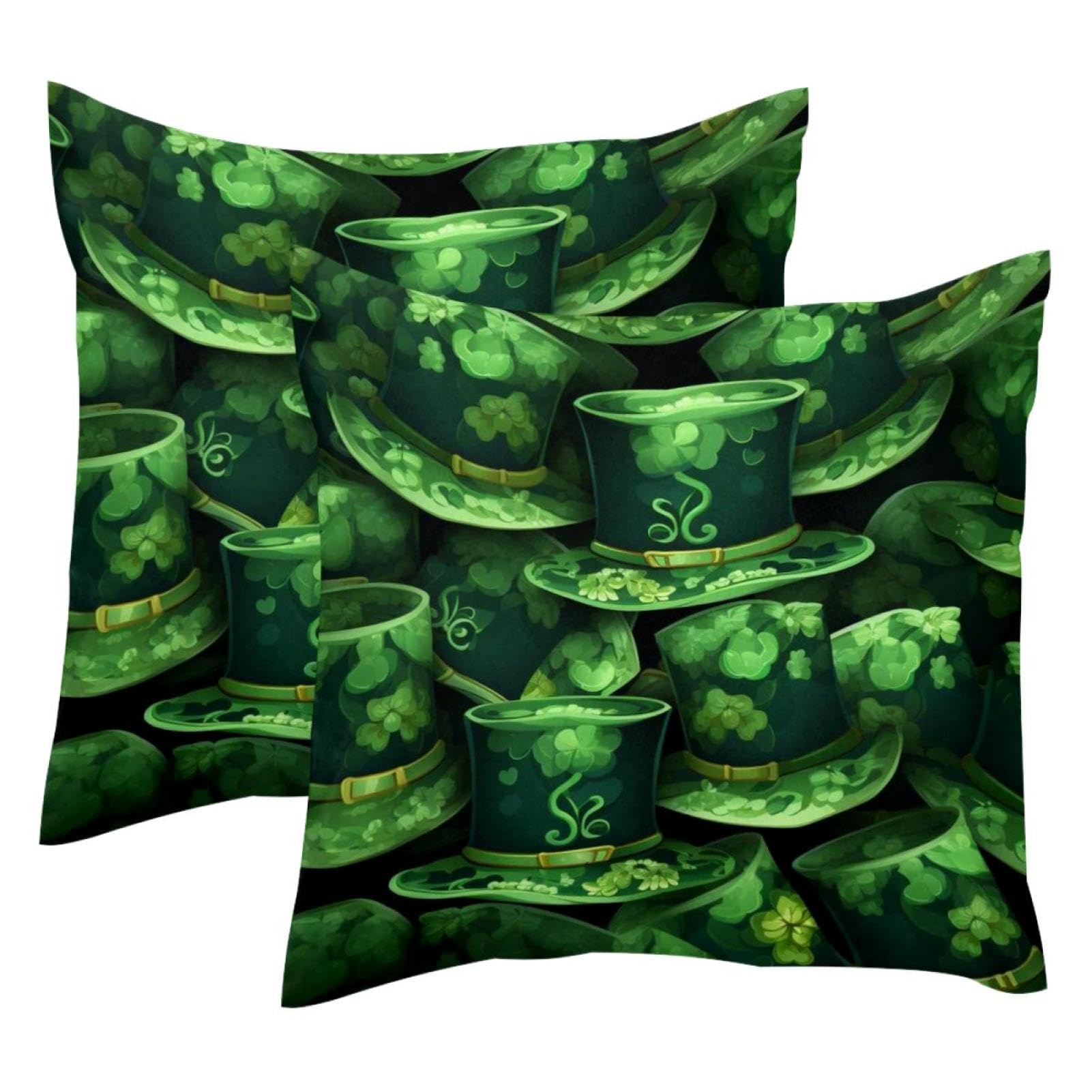 Housse de coussin Saint Patrick velours 50x50cm taie oreiller trèfle
