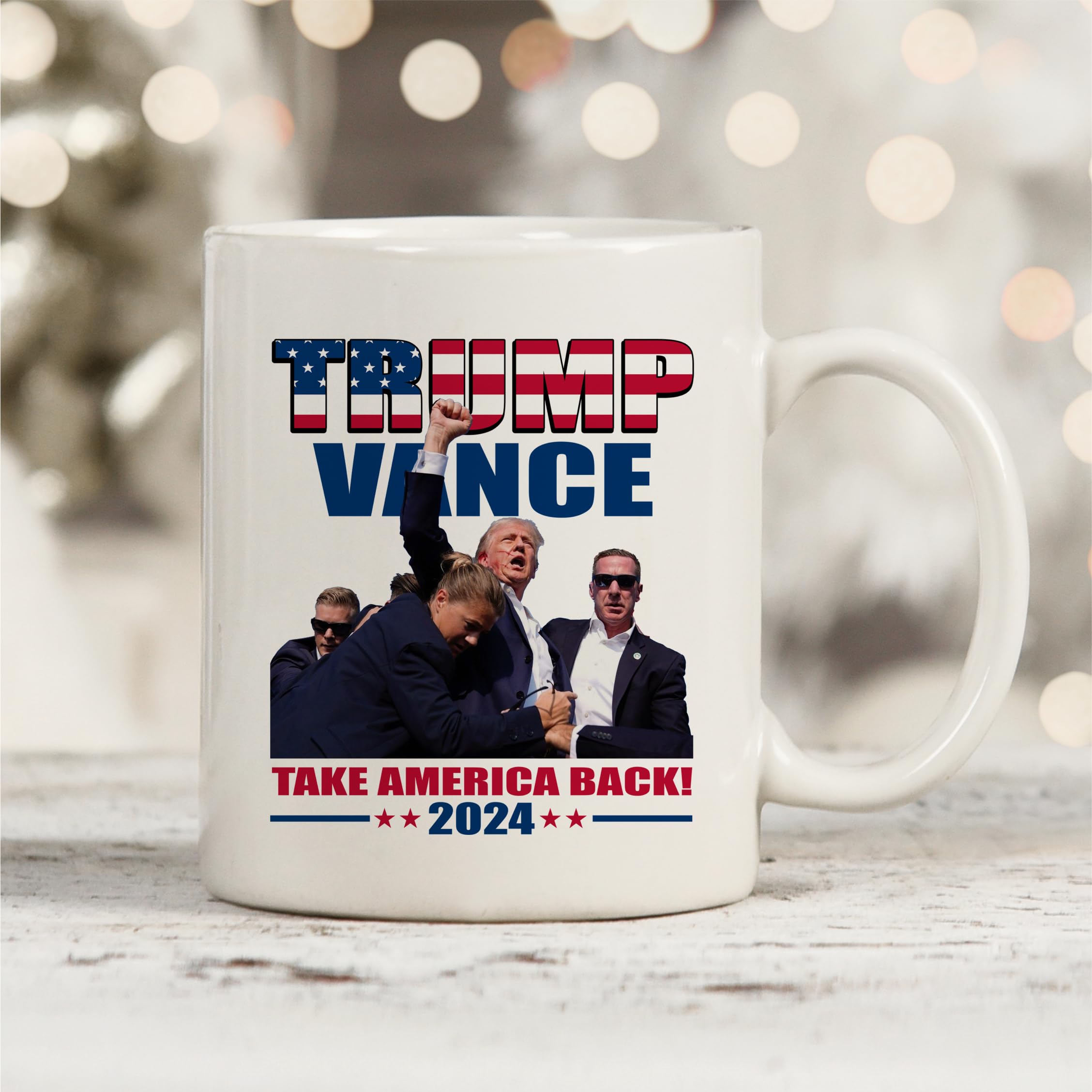Tazza In Ceramica Trump Vance 2024 325ml – Design 'Never Surrender' Con Pugno, Idea Regalo Per Sostenitori Repubblicani