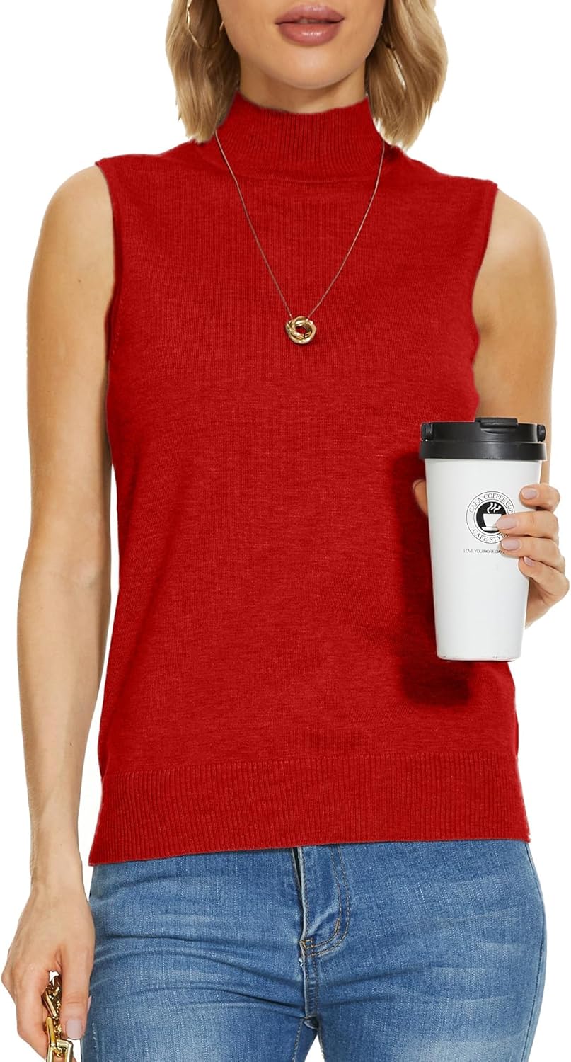 INKOFF Sleeveless Mock Neck Turtleneck Knit Tops Women Dressy Casual Sweater Vest Business Work Tank - Image 5