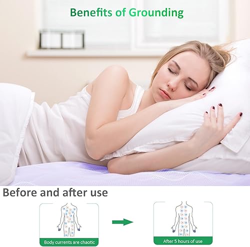 Miniatura 3 de Sábanas de tierra, media sábana encimera de 24 x 110 pulgadas, se adapta a todos los tamaños de cama, sábanas conductoras con cordón y clips, sábana